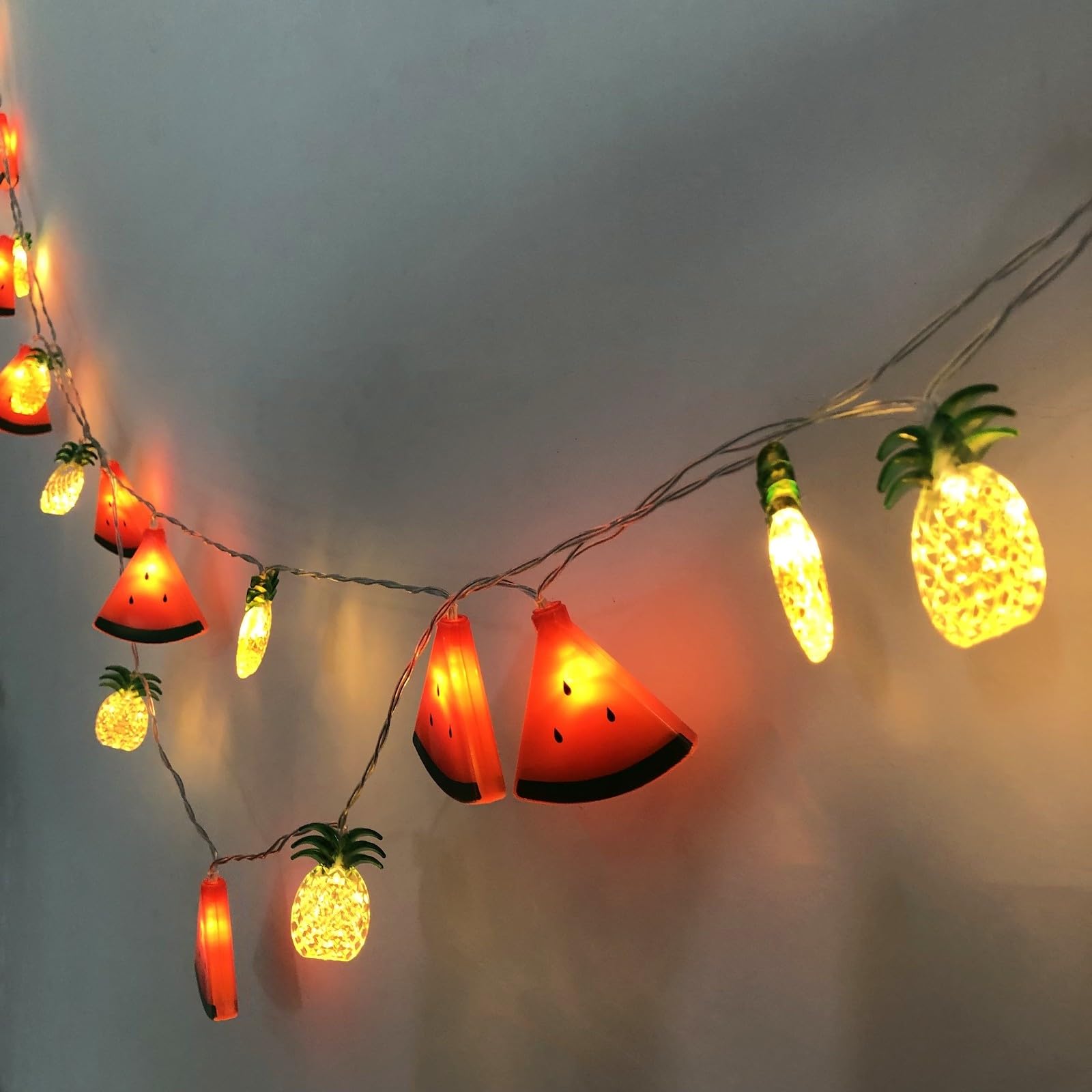 Watermelon Pineapple String Lights - 40 LED Battery Powered Fairy Lights for Wedding, Home, Birthday, Christmas Decor - Indoor & Outdoor Use (19.7ft, Watermelon+Pineapple Design) - Perfect for Patio, Garden, Bedroom, and Party Decorations