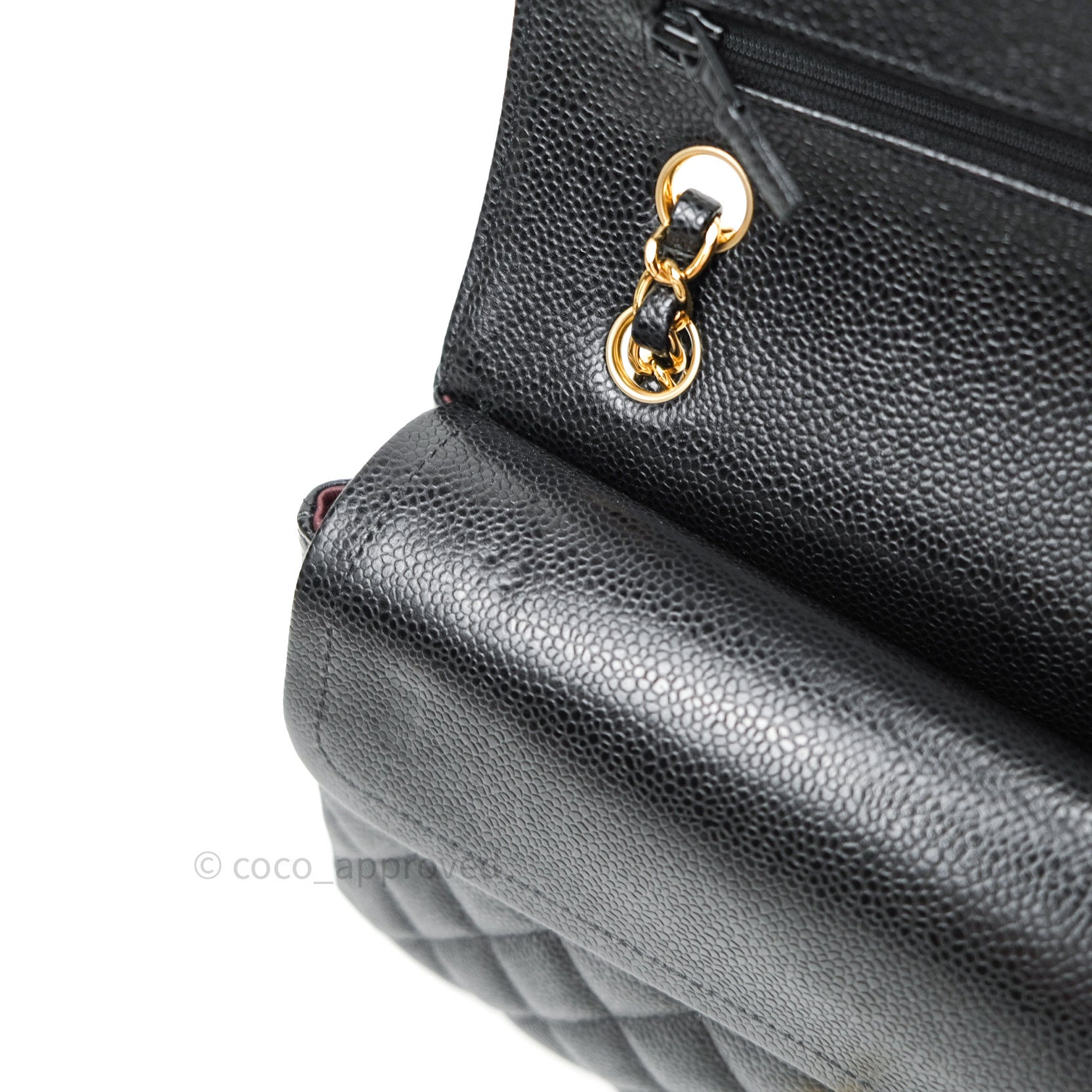 Chanel Classic Medium/Large Double Flap Bag in Black Caviar Leather with Gold Hardware - Luxury Designer Handbag for Women, Perfect for Work, Evening Events & Special Occasions