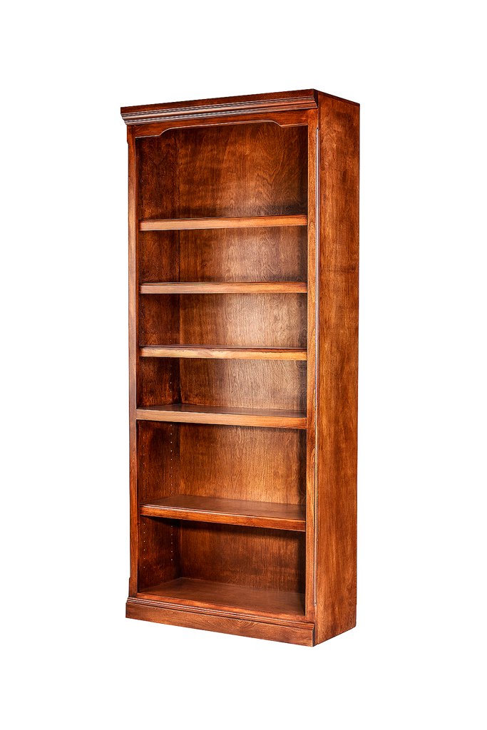 FOREST DESIGNS Traditional Bookcase - Solid Red Oak Wood Bookshelf for Living Room, Office & Library | Classic Home Furniture Storage Solution