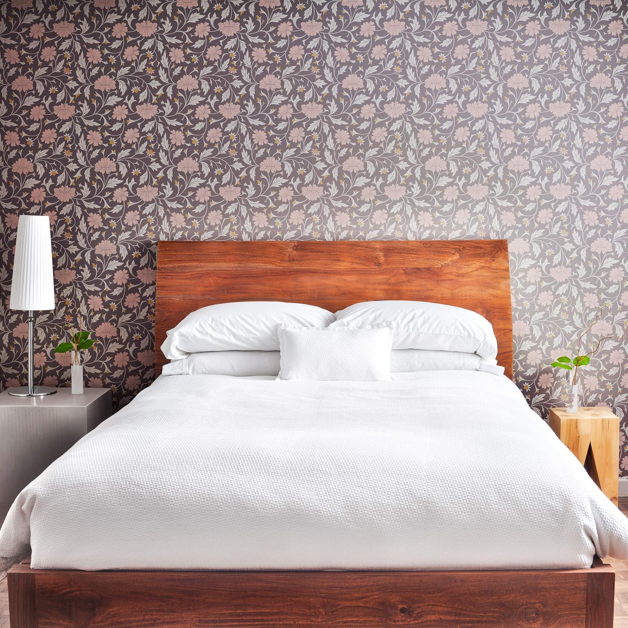 Purple Contemporary Floral Peel and Stick Removable Wallpaper - Self-Adhesive Decorative Vinyl for Bedroom, Living Room & Nursery - Easy DIY Home Decor Upgrade
