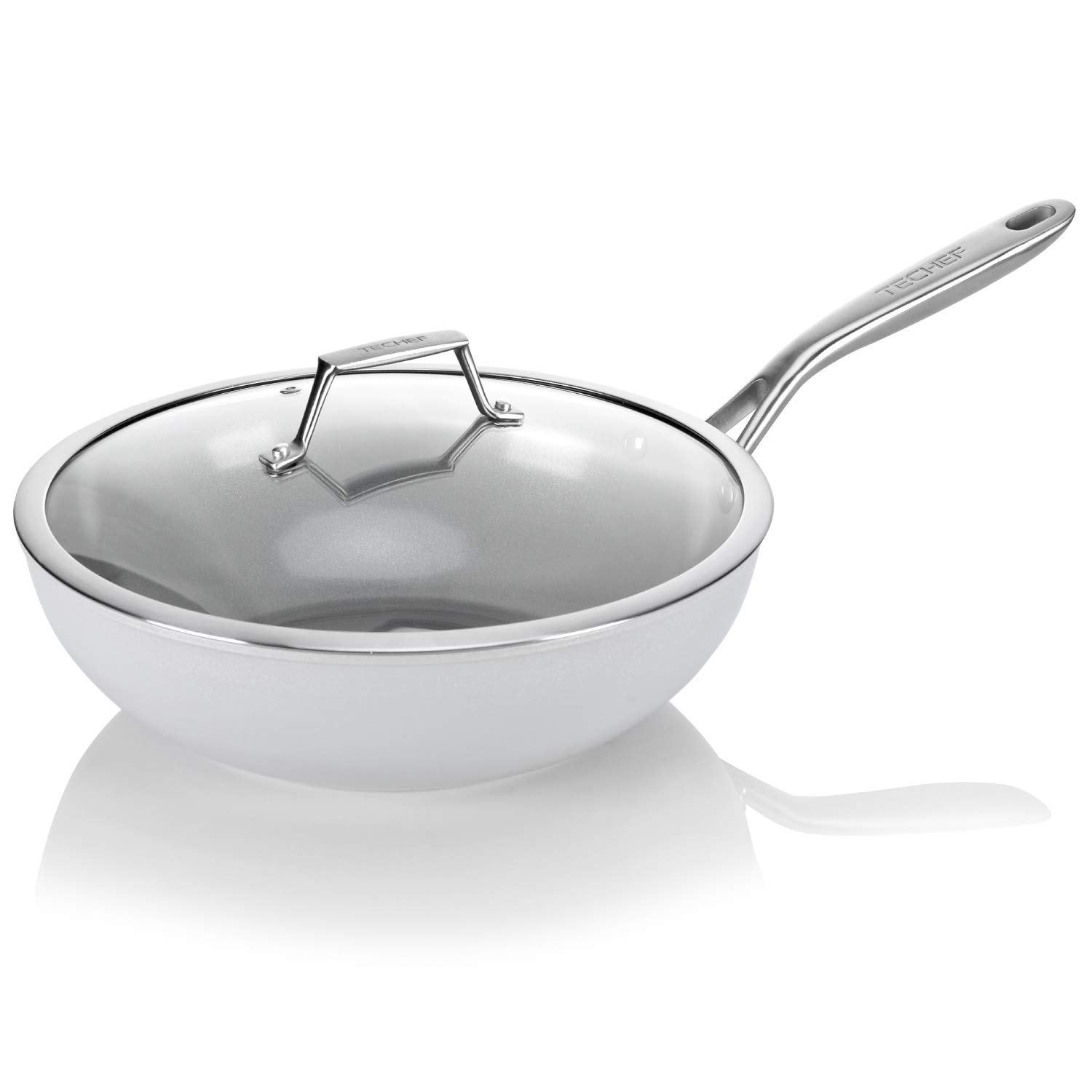 **TECHEF CeraTerra 12-Inch Ceramic Nonstick Wok Pan with Glass Lid – PTFE & PFOA-Free, Korean-Made – Perfect for Stir-Fry, Sautéing & Healthy Cooking**