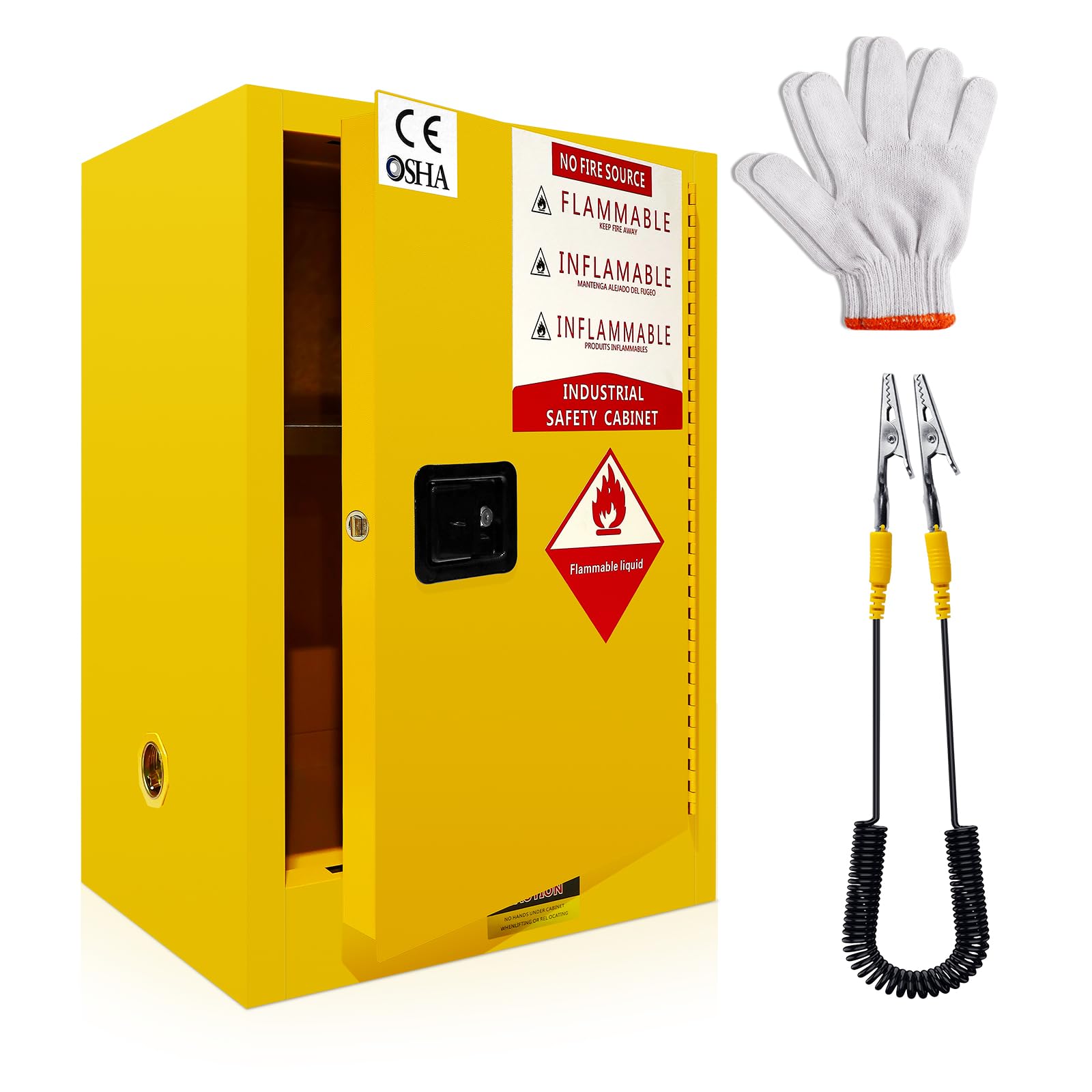 Flammable Safety Cabinet - Galvanized Steel Fireproof Storage Cabinet, Explosion Proof & Yellow Fire Cabinet for Chemicals, Commercial, Industrial & Home Use (23.23