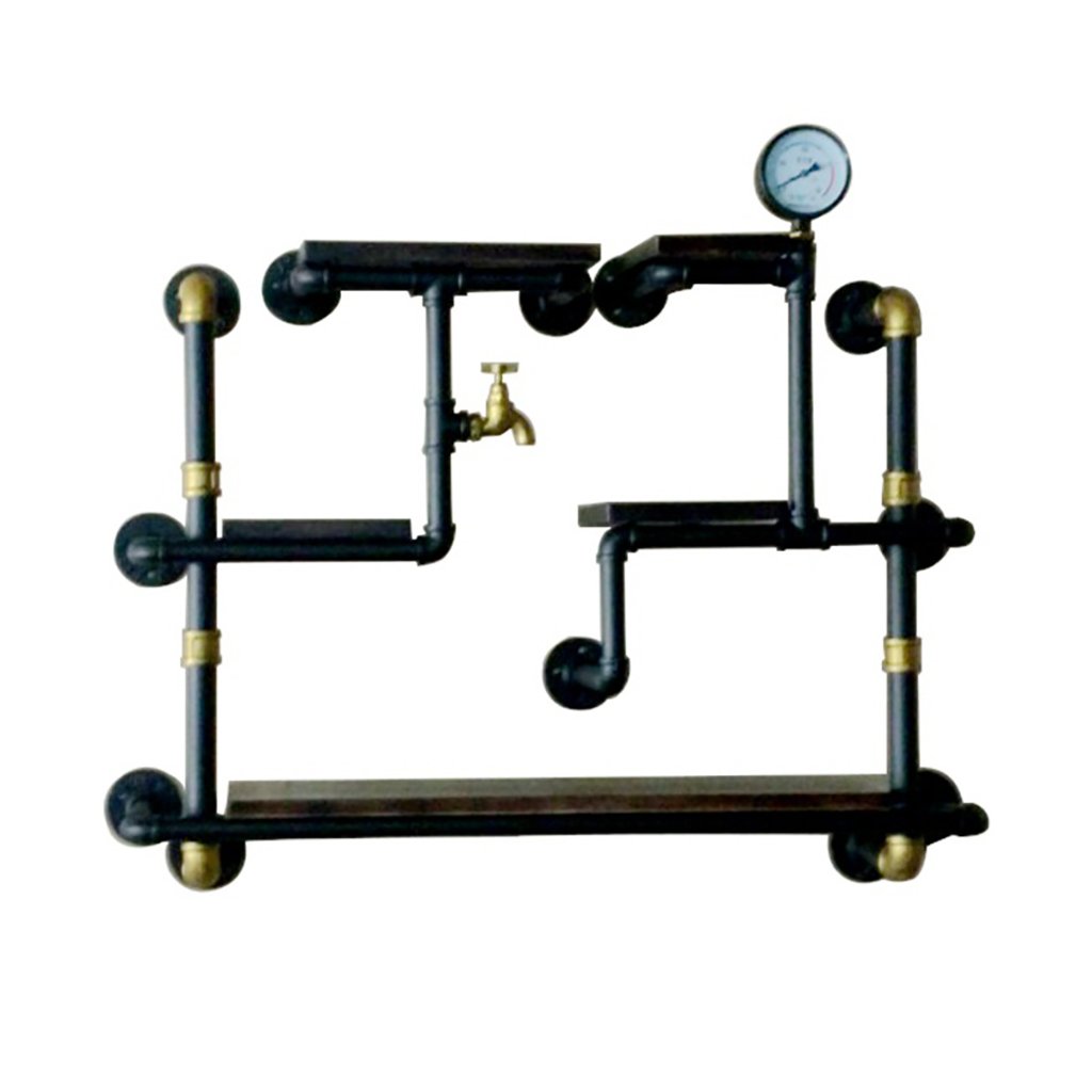 Vintage Wrought Iron Wood Wall Shelf - Corner Bookcase for Bedroom, Living Room & Office - Rustic Wall Mounted Storage & Display Unit for Books, Plants & Decor