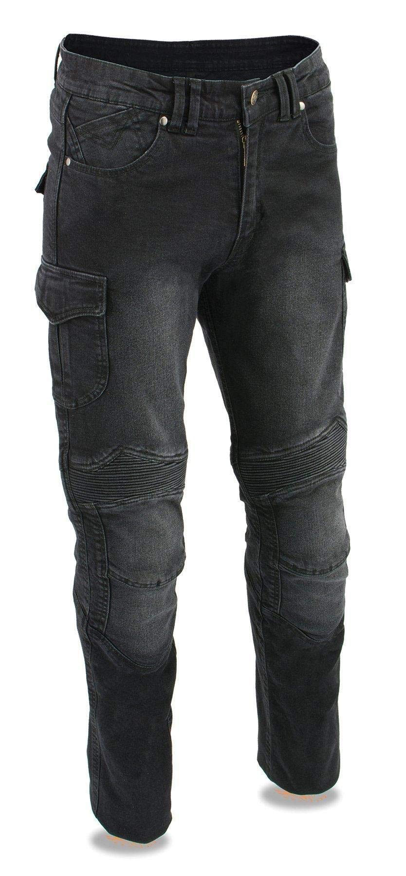 Milwaukee Leather MDM5011 Men's Black Armored Motorcycle Jeans - Aramid Fiber Reinforced Denim for Maximum Protection | Perfect for Riding & Urban Commuting