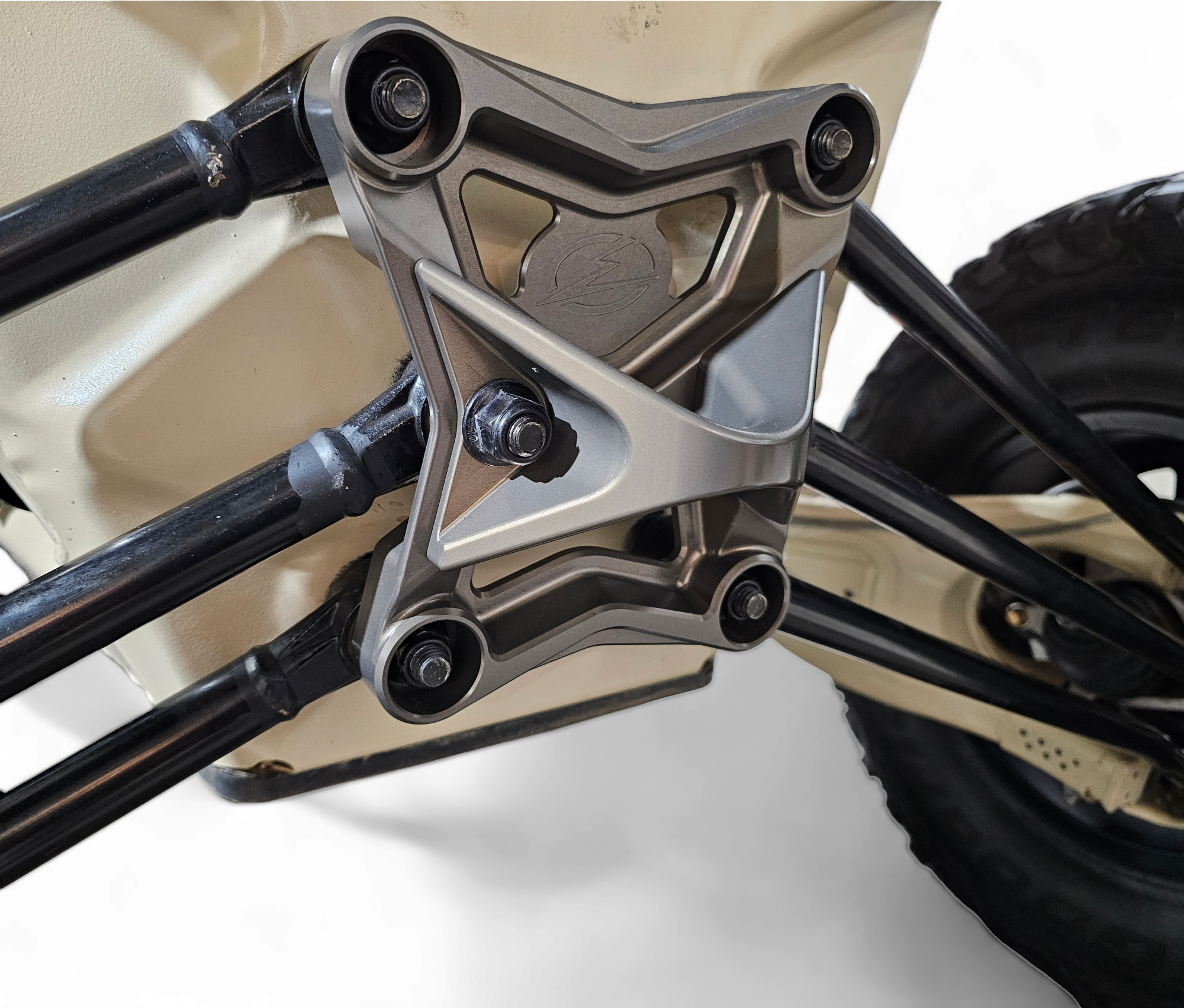 2017-2021 Can Am Maverick X3 EOD Radius Rod Plate with Tow Hook - Gun Metal RRP210013 - Heavy-Duty Off-Road Protection for Dunes, Trails & Rock Crawling