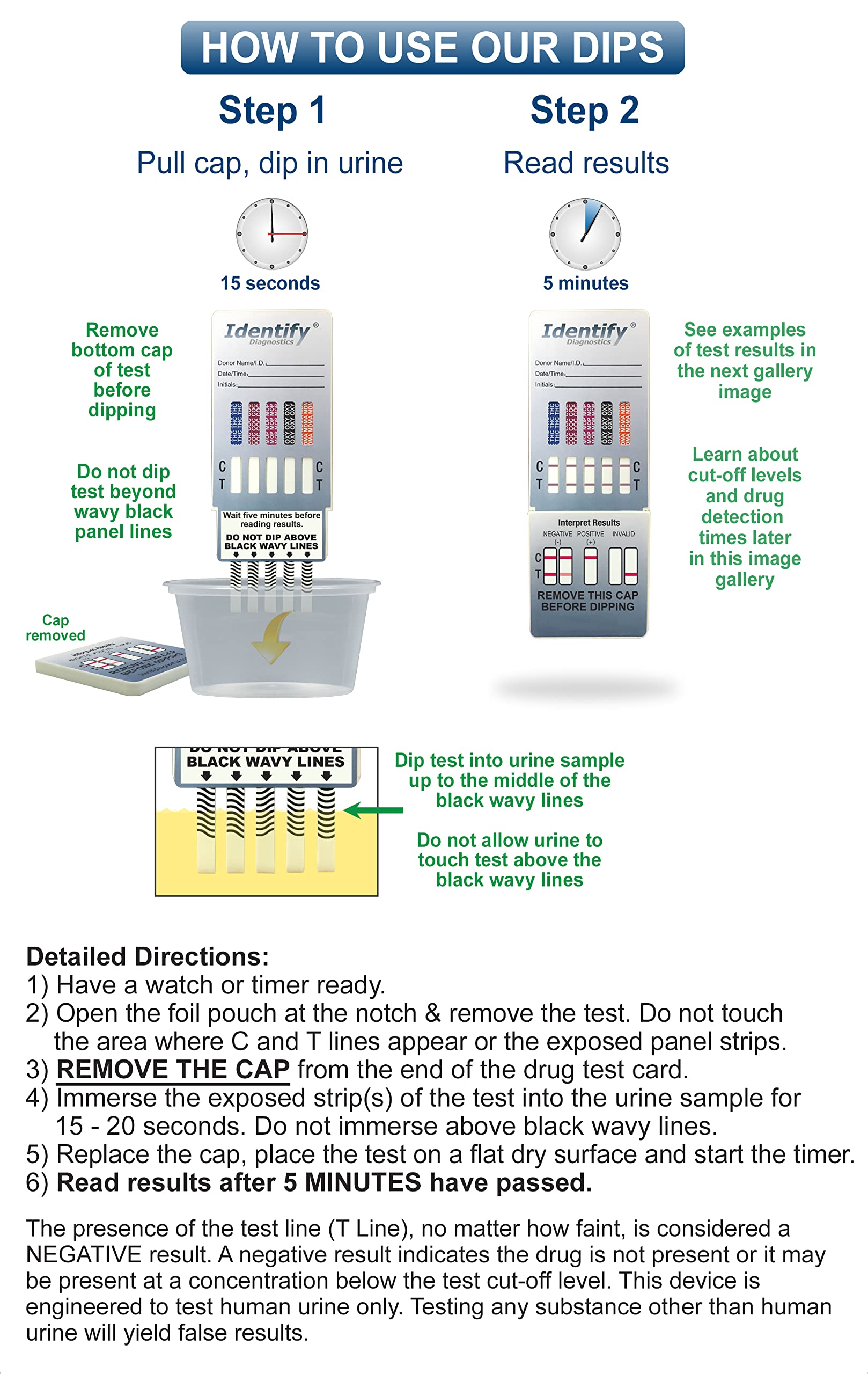 10 Panel Drug Test Kit - 100 Pack | CLIA Waived Instant Urine Test for AMP, BAR, BZO, COC, MDMA, MET, MOP, OPI, MTD, OXY, THC | Home, Workplace & Clinical Use | Identify Diagnostics Drug Testing Cards
