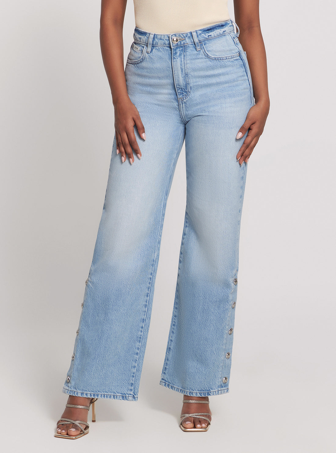 High Rise Wide Leg Denim Jeans for Women - Light Wash Distressed Vintage Style | Perfect for Casual Wear, Street Style & Everyday Comfort