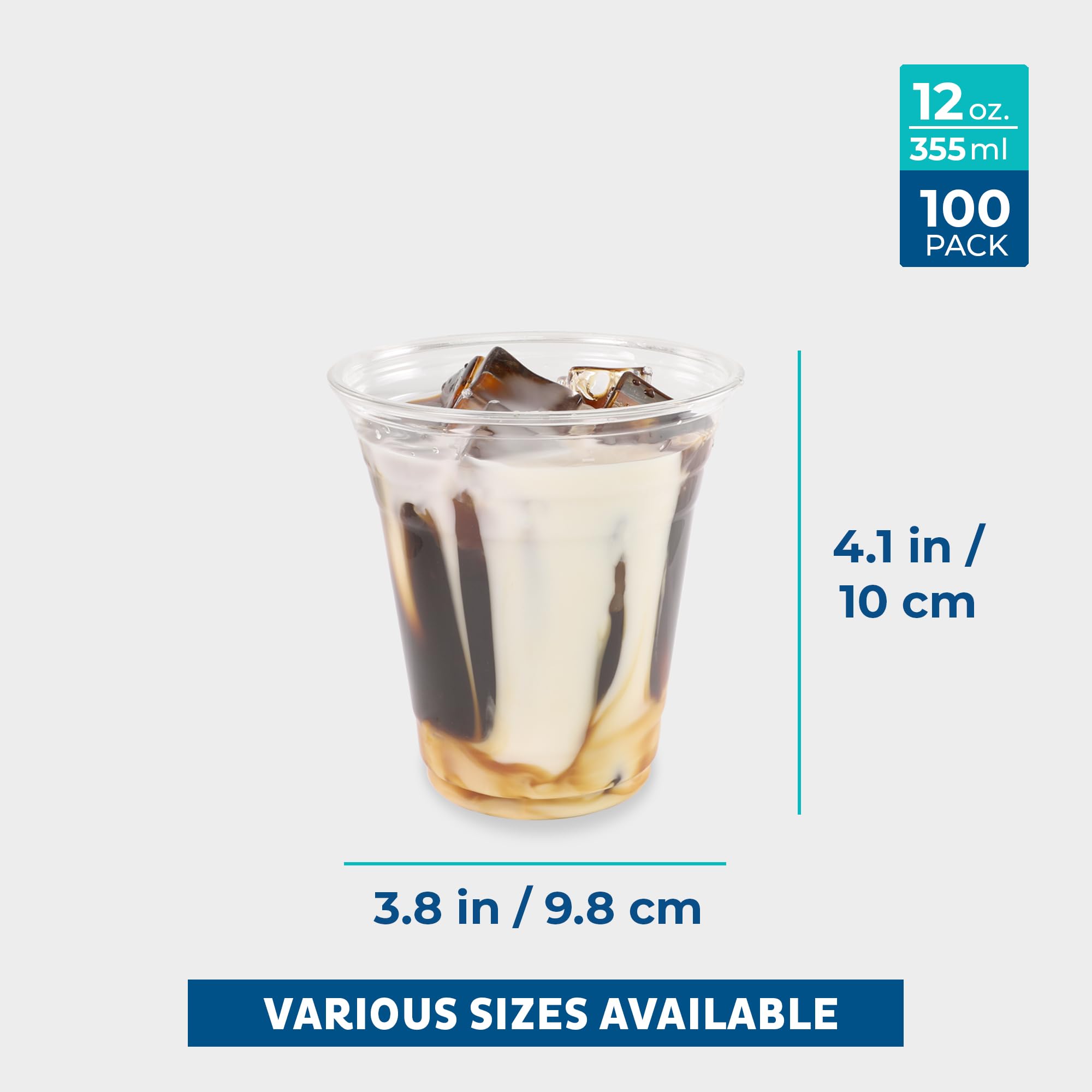Freshware 12 oz Clear Disposable Plastic Cups - 100 Pack Heavy-Duty Party Tumblers for Thanksgiving, Halloween, Christmas & Events - Perfect for Beverages, Cocktails, BBQs, Picnics & Parties