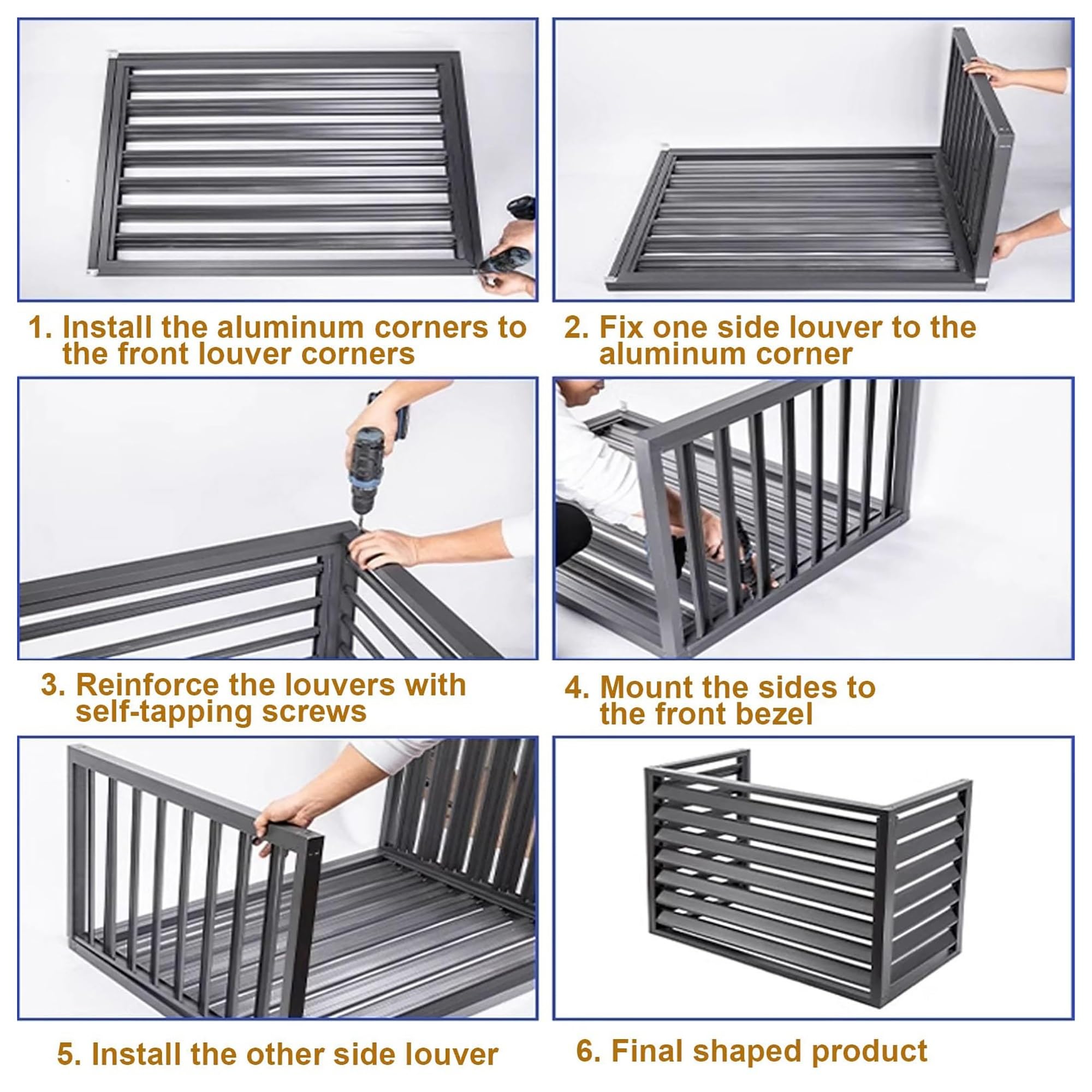 Aluminum Air Conditioner Cover Fence for Outdoor Units - Freestanding Privacy Screen Panel to Hide Mini Split Condenser (Gray, 3-Pack) - Perfect for Indoor/Outdoor Use in Backyards, Patios & Commercial Spaces