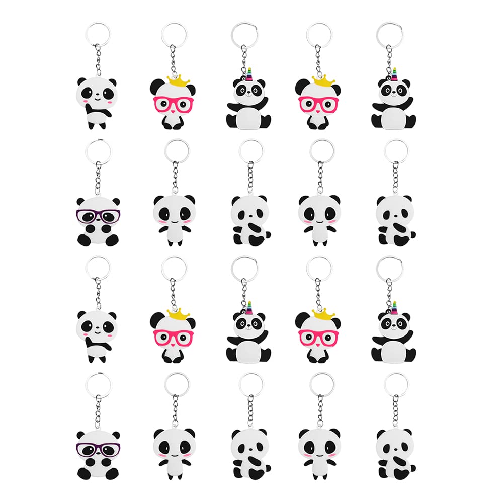 LUOZZY 20pcs Cute Panda Keychains - Cartoon Key Pendants for Backpack Hanging Decorations, Multipurpose Panda Charms for Kids, Gifts, and Party Favors