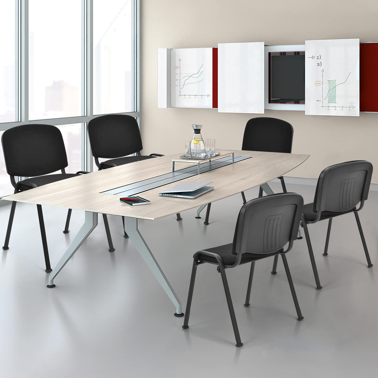 S AFSTAR 5-Pack Stackable Conference Chairs with Padded Seat Cushion - Ergonomic Office Guest Chairs for Reception, Waiting Room, Meeting Room, Office Lobby & Church - Perfect for Business Meetings, Events & Worship Spaces