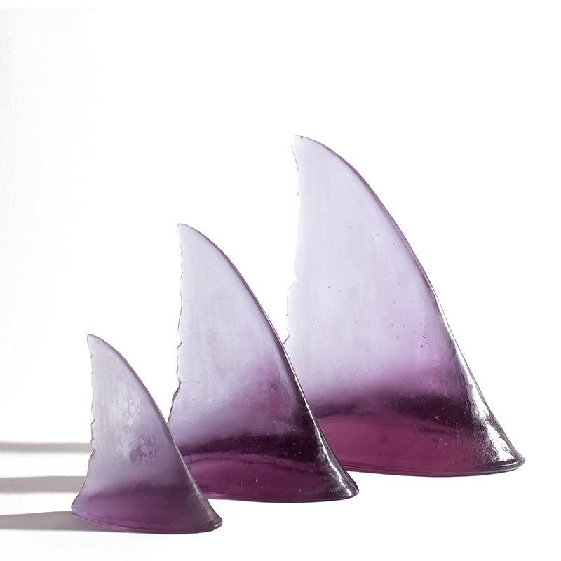 Handmade Purple Glass Shark Fin Sculpture - Unique Art Decor by Luke Jacomb Studio | Perfect for Home, Office & Marine-Themed Decorations