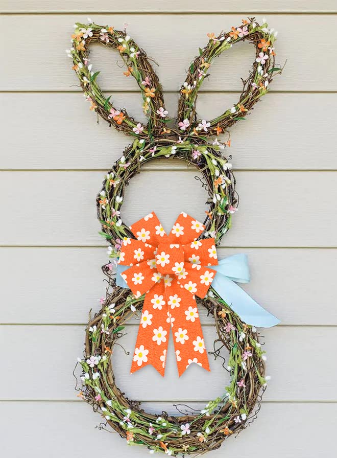 2 Pcs Spring Daisy Bows for Wreaths - Floral Decor for Doors & Windows