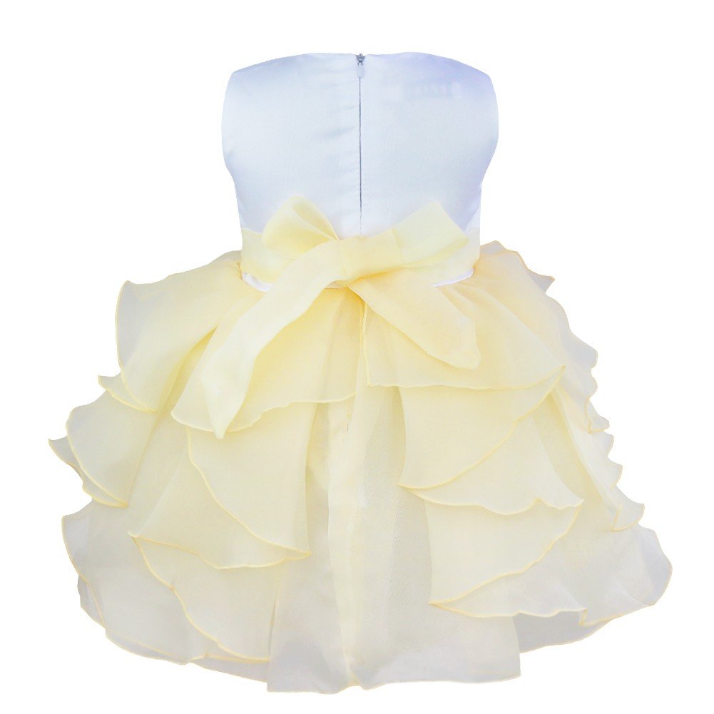 FEESHOW Baby Girls Ruffle Flower Baptism Dress - Christening Gown, Wedding Party Tutu Dress for Special Occasions - Perfect for Baptisms, Weddings, Birthdays & Photo Shoots