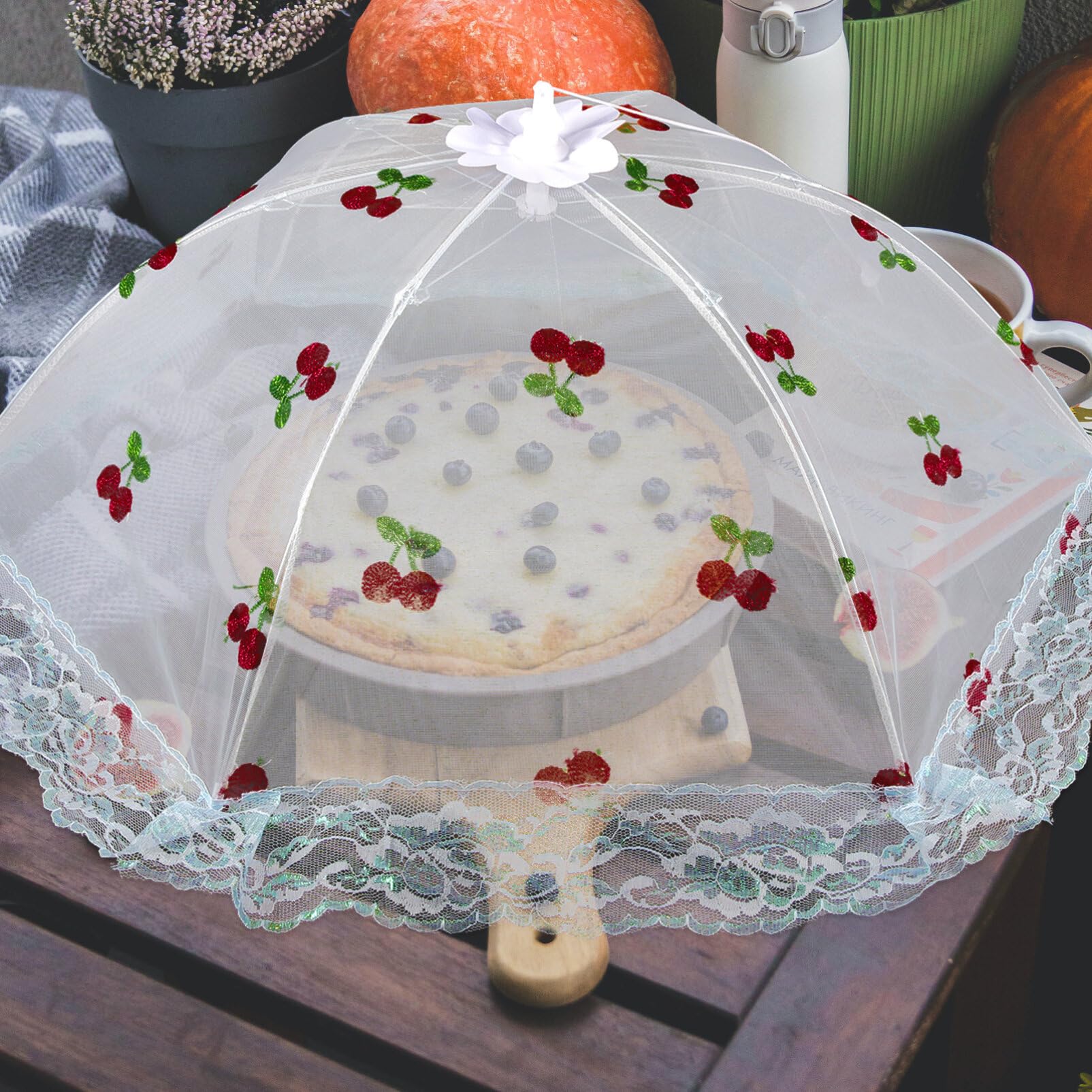 27.51in Large Mesh Food Cover - Pop Up Umbrella Style Foldable Screen Dome for Indoor Kitchen & Outdoor Camping Picnic - Keep Food Fresh at BBQs, Parties and Outdoor Dining