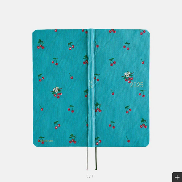 Hobonichi Techo 2025 Bow & Tie Cherry Weeks Hardcover Planner - Weekly Horizontal Layout, January Start, Monday Start, English Edition - Perfect for Journaling, Planning & Productivity