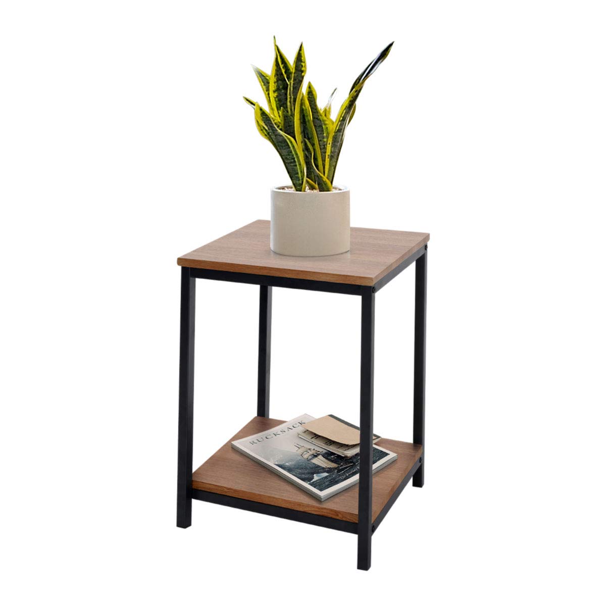 Modern 2-Tier End Table - Small Side Table & Nightstand with Sleek Design for Living Room, Bedroom, or Office Use