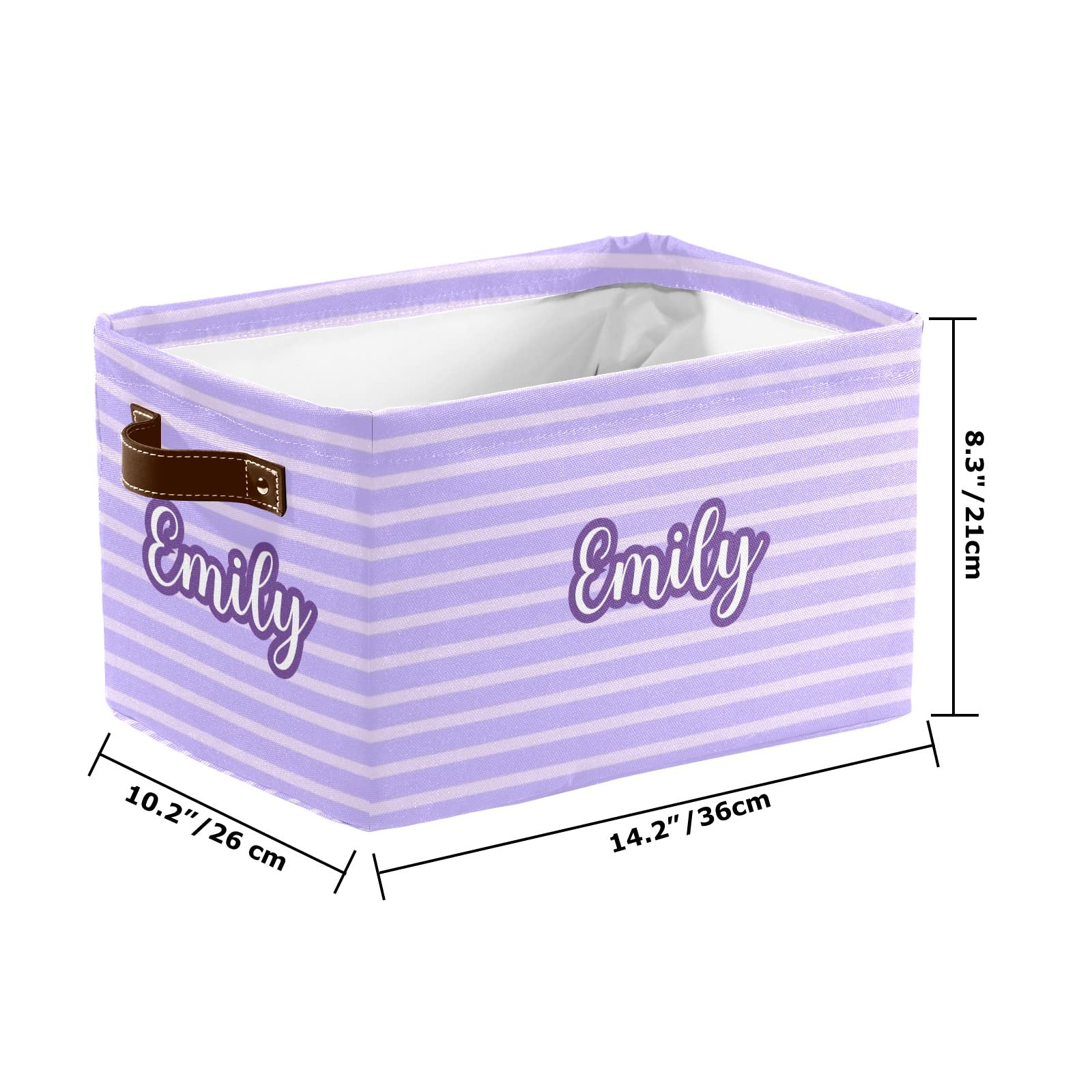 Custom Personalized Collapsible Storage Bin Box with Name - Purple & Pink Stripes Closet Organizer for Clothes, Toys, Nursery & Pet Supplies | Perfect for Home Organization, Baby Room & Pet Storage