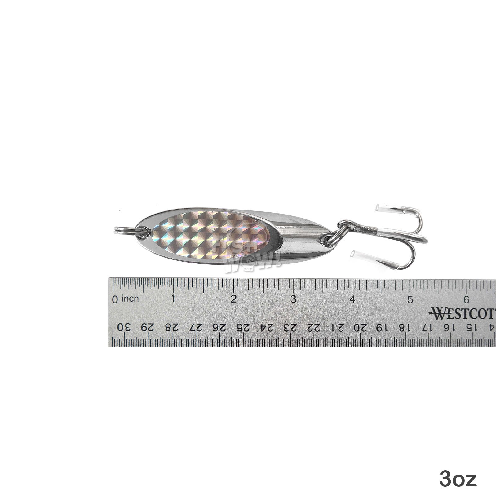 20pcs 3oz Chrome Fishing Kast Spoon Lures with Treble Hooks - Holographic Laser Silver Tape Kast Master Style - Perfect for Trout, Bass, and Walleye Fishing in Lakes and Rivers