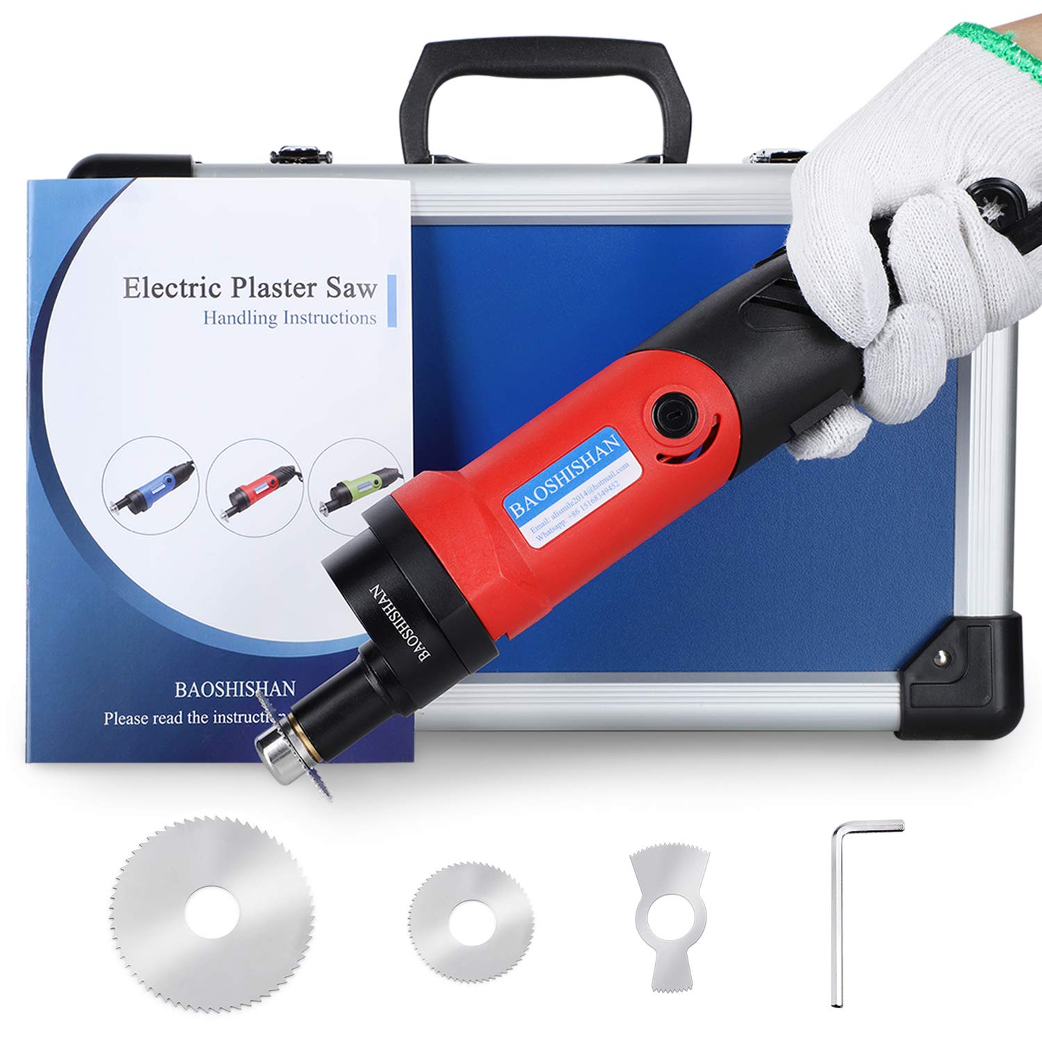 BAOSHISHAN 110V Electric Cast Cutter Plaster Saw - Professional Medical Cast Removal Tool with 3 Replacement Blades (Red) - Ideal for Doctors, Nurses & Emergency First Aid