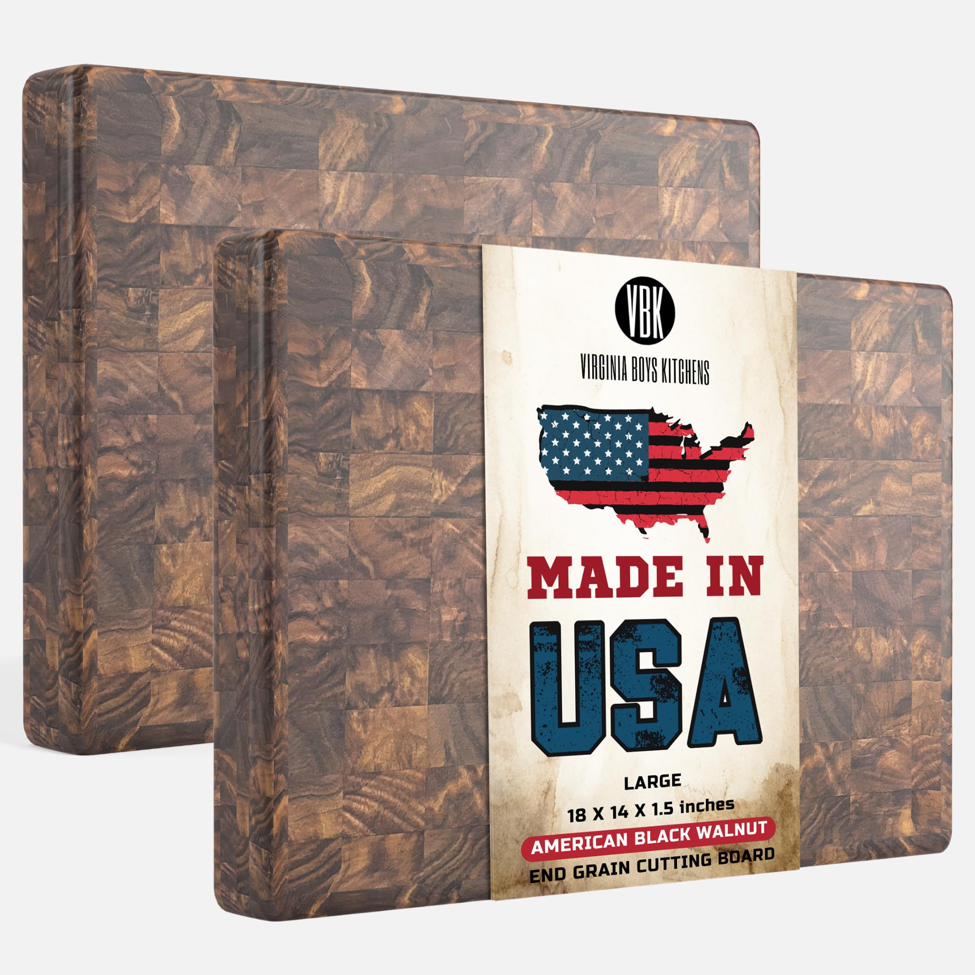 Premium End Grain Butcher Block Cutting Board - 18