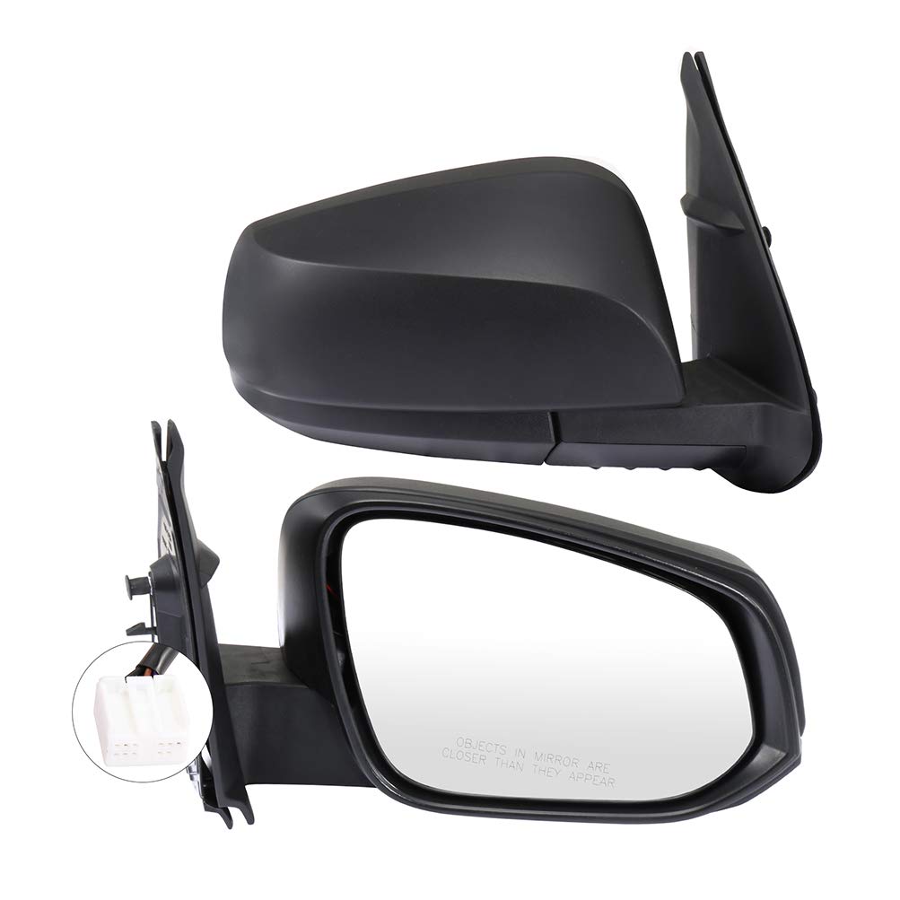 Black Textured Power Adjustable Side Mirrors - Driver & Passenger Replacement for 2016-2018 Toyota Tacoma (TO1320355) - Perfect for Parking Assistance & Blind Spot Visibility