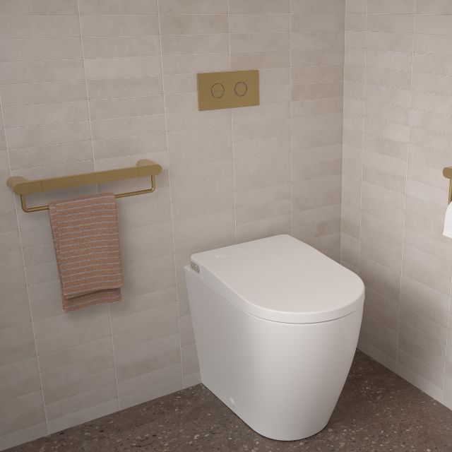 Caroma Urbane II Universal Straight Rail 800mm Brushed Brass - Perfect for Modern Bathroom & Kitchen Towel Bars, Handrails, and Accessories