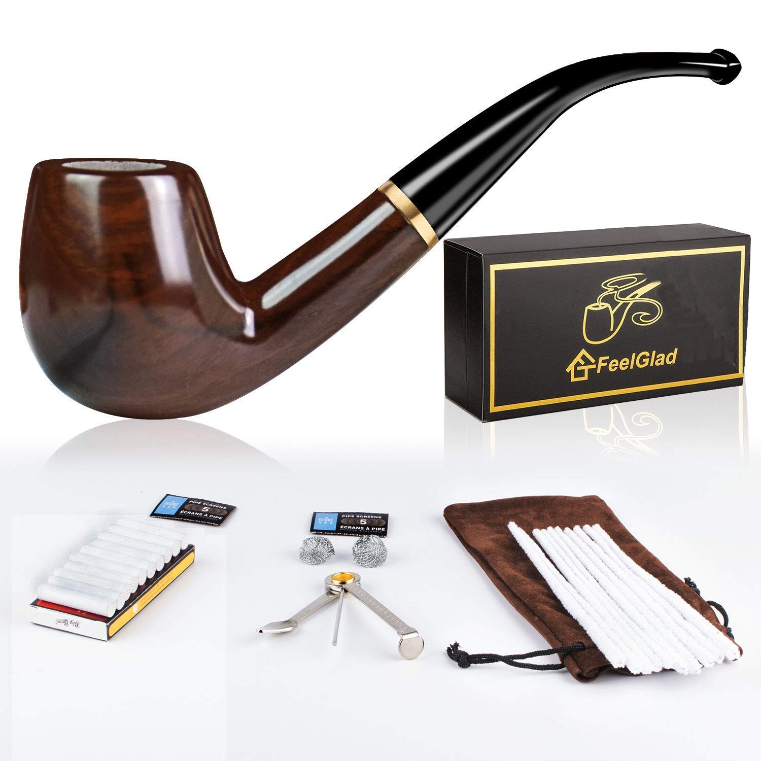 Premium Pear Wood Tobacco Smoking Pipe Set with Accessories - Handcrafted Wooden Pipe for Relaxation & Gifting | Perfect for Home, Travel & Outdoor Use