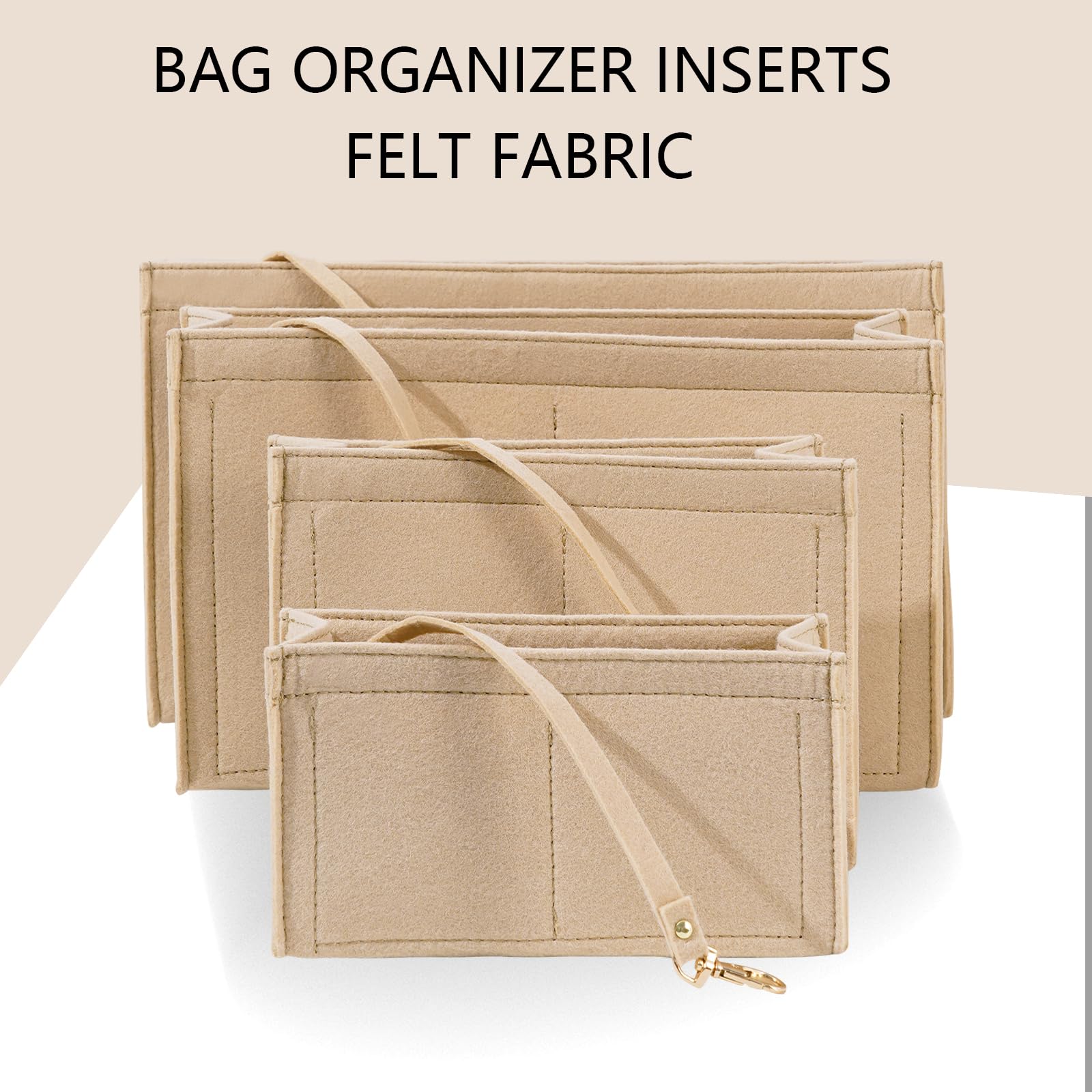 Premium Felt Purse Insert Organizer for Medium Dior Book Tote - Multiple Pockets (Large, Khaki) | Perfect for Travel, Work & Daily Essentials Organization