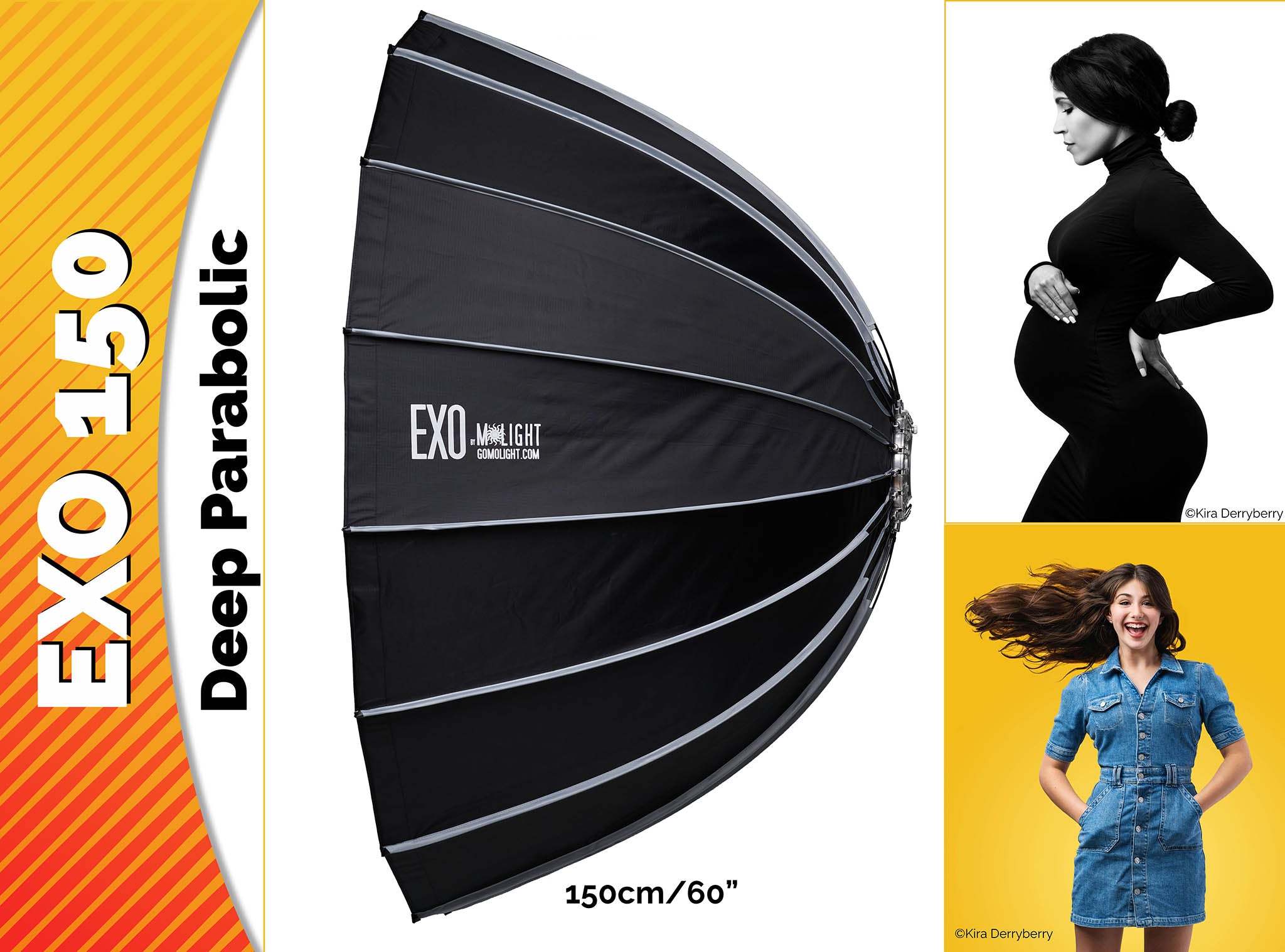 EXO150 60 Deep Parabolic Reflector - Professional Studio Lighting Reflector for Photography & Videography - Perfect for Portraits, Product Shoots, and Studio Lighting Setups