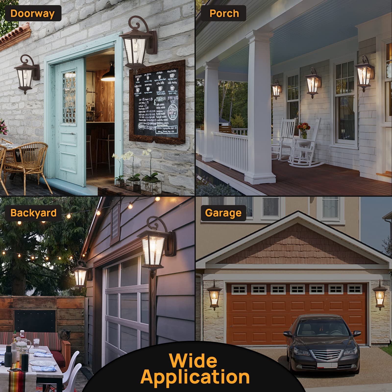 Outdoor Wall Lights with Dusk to Dawn Sensor, LED Bulb, Christmas & Garden Decor, Simple Style E26 Wall Sconce - Automatic On/Off for Balcony, Courtyard, Cafe, Aisle | Perfect for Patio, Pathway & Outdoor Entertaining Areas