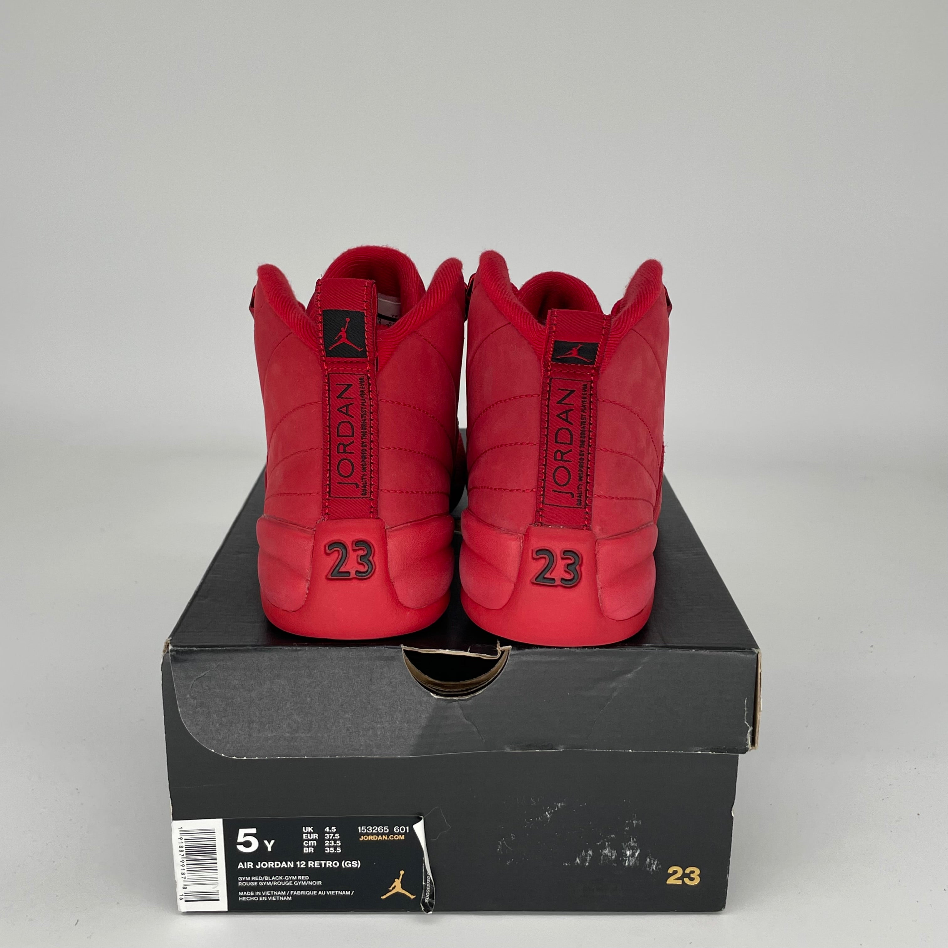 AIR JORDAN 12 GYM RED Basketball Shoes for Boys Size 5Y (153265-601) - Perfect for School, Sports & Casual Wear