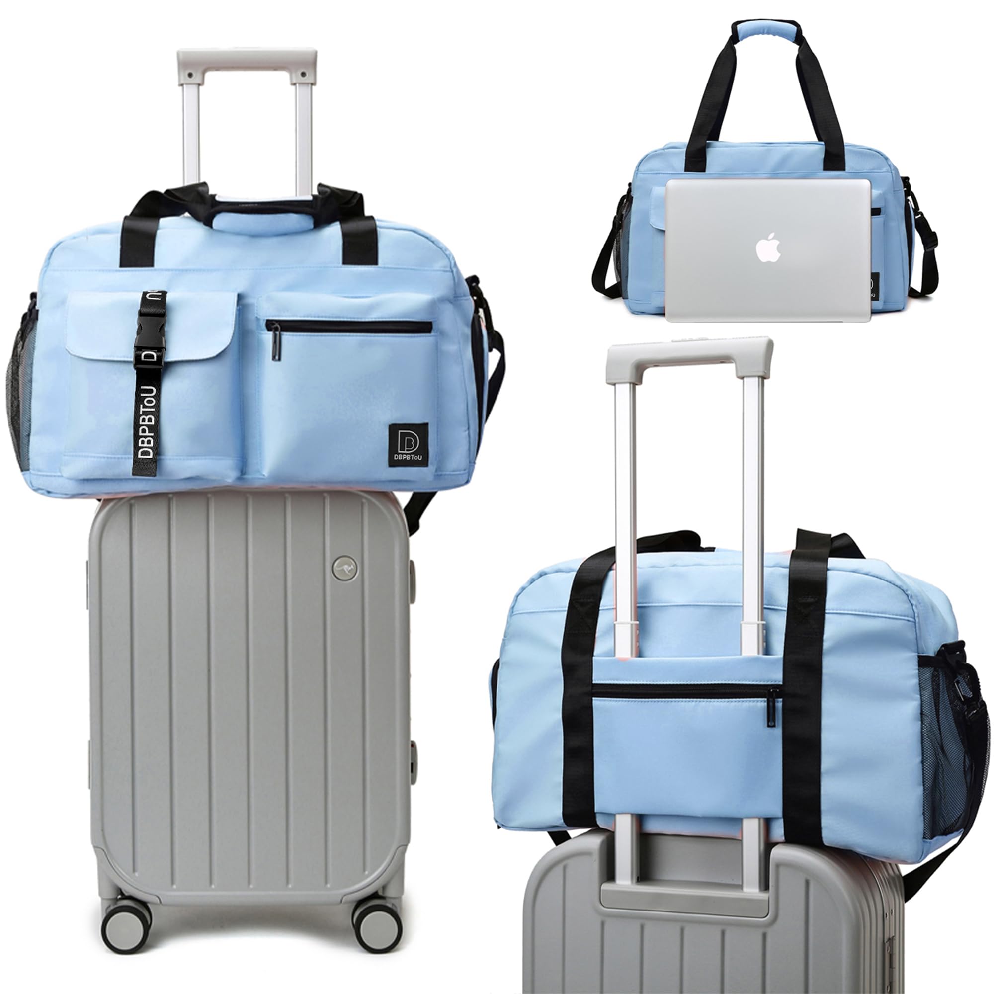 Best Duffle Bag for Women & Men - Waterproof Gym Bag for Travel, Carry On Luggage with Shoe Compartment - Perfect for Fitness, Workout, Dance & Weekend Getaways (Blue)
