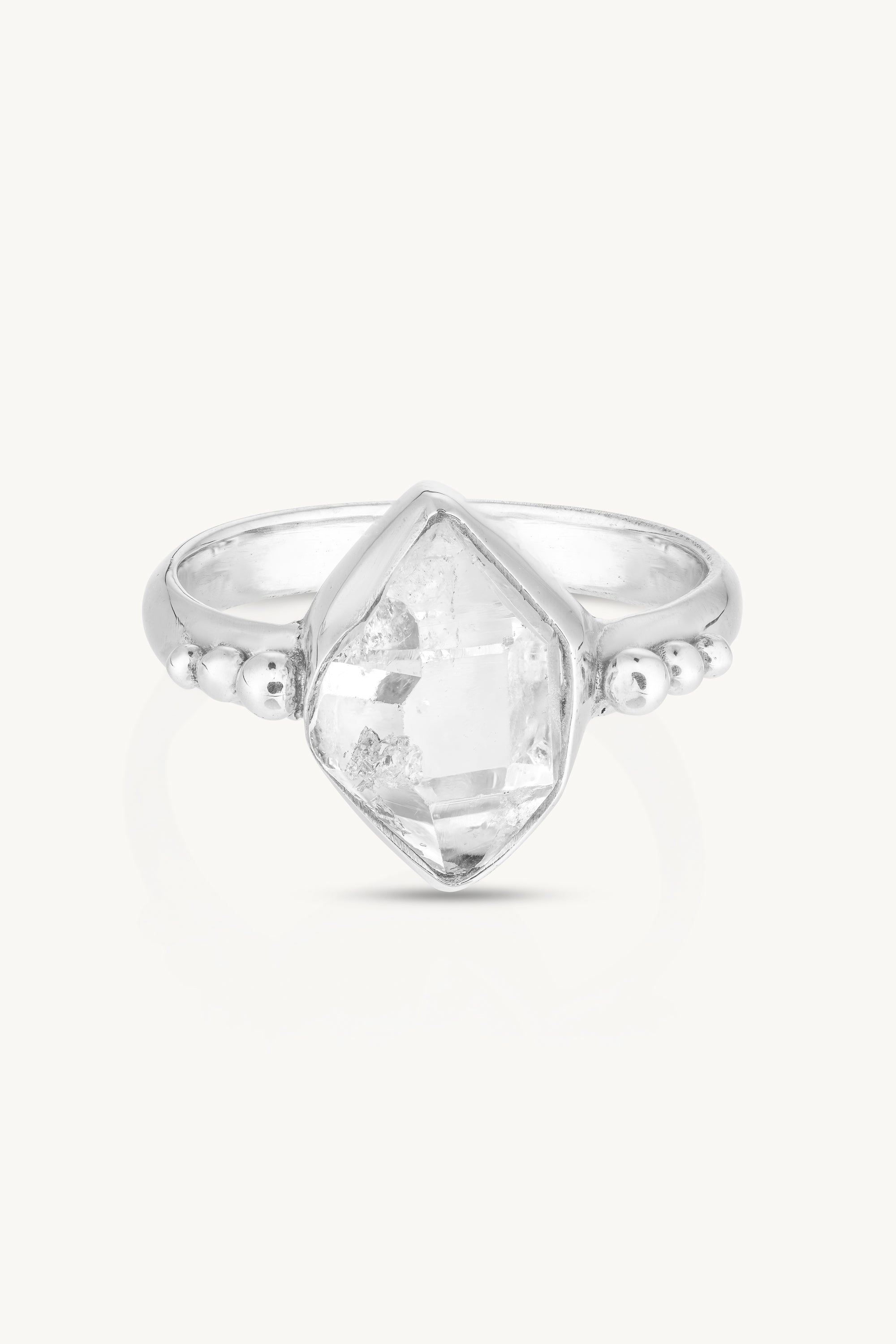 Herkimer Diamond Silver Ring - Genuine Natural Crystal Jewelry for Women - Elegant Handmade Sterling Silver Ring - Perfect for Everyday Wear, Gifts & Special Occasions