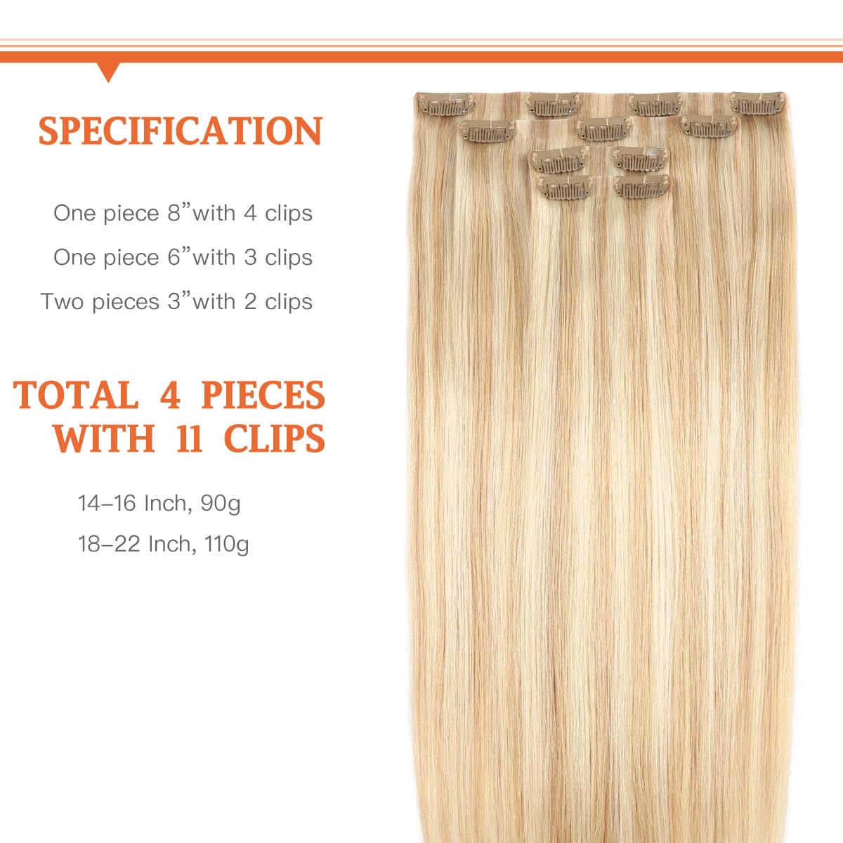 Silky Straight Clip-in Remy Human Hair Extensions for Women - 18 Inch Natural Black Hair Weft for Length & Volume - Perfect for Parties, Weddings & Daily Styling