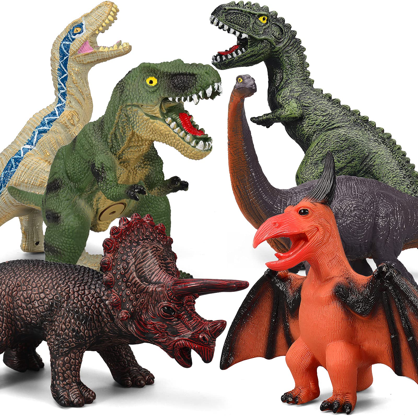 6 Piece Jumbo Dinosaur Toys for Kids & Toddlers - Large Soft Dinosaur Figures for Ages 3-5 | Perfect Dinosaur Party Favors, Birthday Gifts for Boys & Girls | Great for Imaginative Play, Educational Learning & Dinosaur Themed Decorations