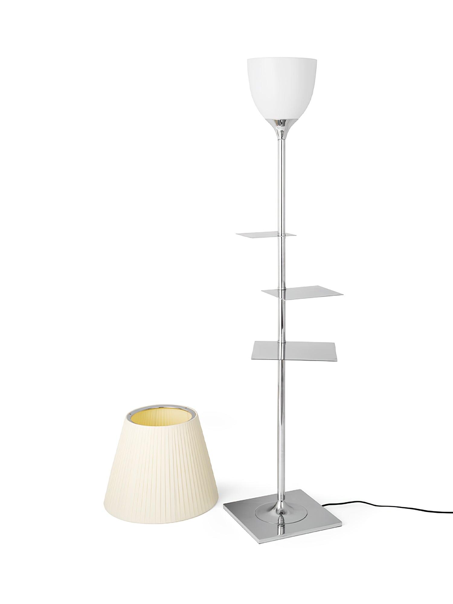 Chrome Prism Side Table Floor Lamp - Modern End Table with LED Light for Living Room, Bedroom & Office Decor