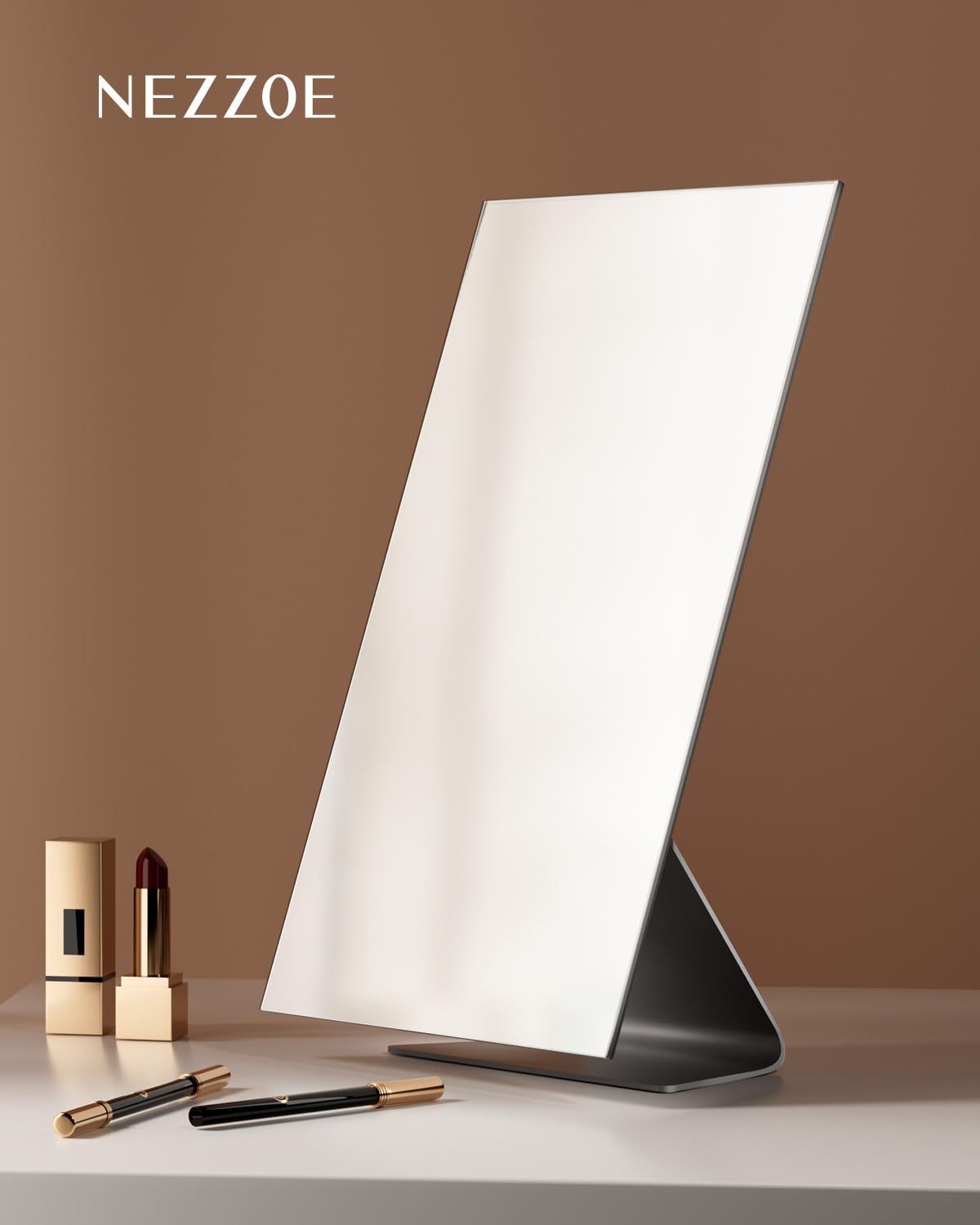 12 Inch Rectangular Makeup Mirror with Stand - Metal Vanity Mirror for Desk, Countertop, Bedroom & Bathroom | Perfect for Makeup Application, Skincare Routine & Dorm Room Decor