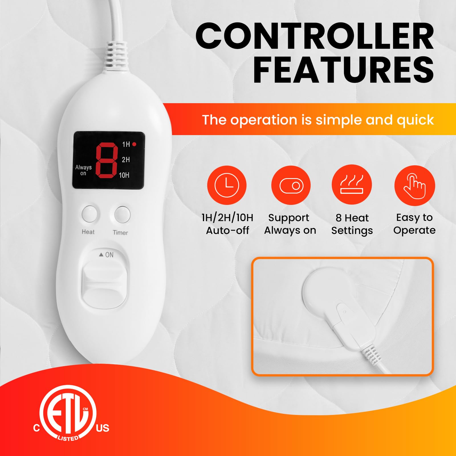 King Size Ayge Heated Mattress Pad with Dual Zone Temperature Control & Auto Shut Off - Electric Warming Mattress Cover with Deep Pockets, Machine Washable, White - Perfect for Cold Winter Nights & Arthritis Pain Relief