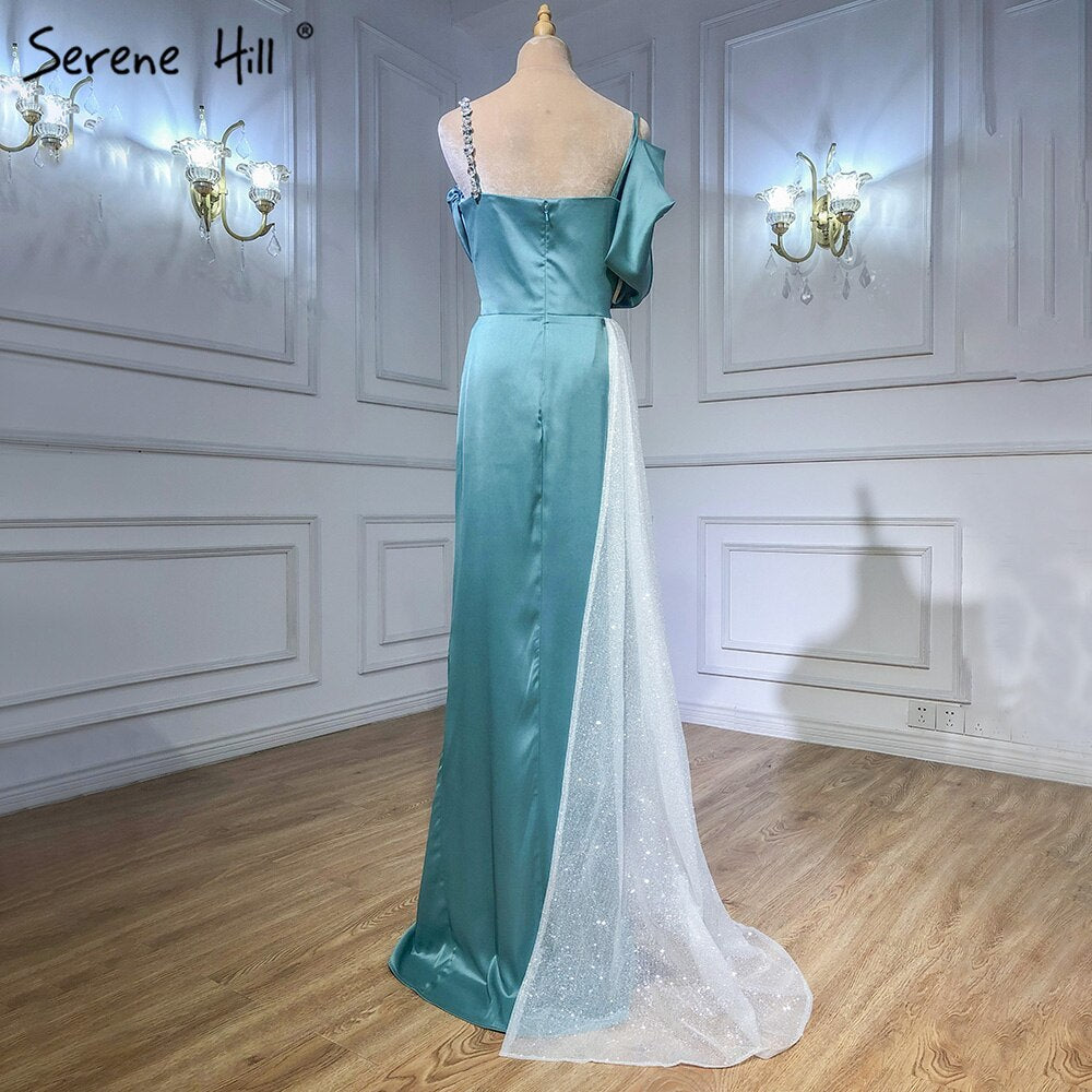 Serene Hill Mint Mermaid Split Evening Dresses for Women 2025 - One Shoulder Sexy Gown with Diamond Details | Perfect for Prom, Cocktail Party & Formal Events LA70875