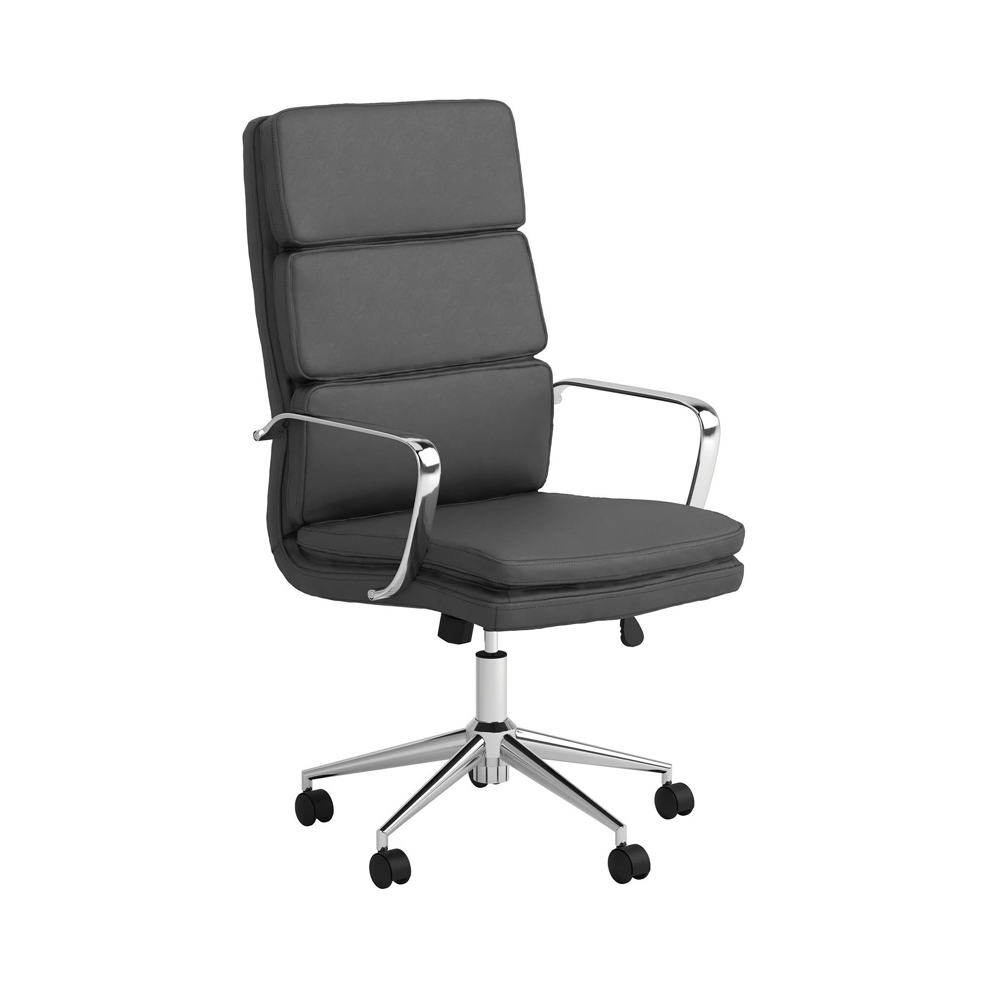 Benjara Gray Padded Panel Back Office Chair with Horizontal Stitching - Ergonomic Desk Chair for Home Office, Computer Work & Conference Room