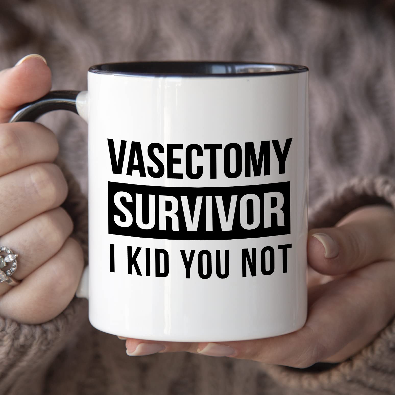 YouNique Designs Vasectomy Coffee Mug for Men - 11oz Funny Gag Gift, Get Well Present for Vasectomy Recovery - Perfect for Post-Surgery Humor & Coffee Lovers (Black Handle) - Great for Hospital Recovery, Office Use & Gift Giving