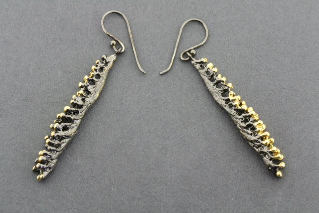 Elegant Coco Pod Earrings - Gold Plated & Oxidized Silver Dangle Earrings for Women | Perfect for Parties, Weddings & Everyday Wear