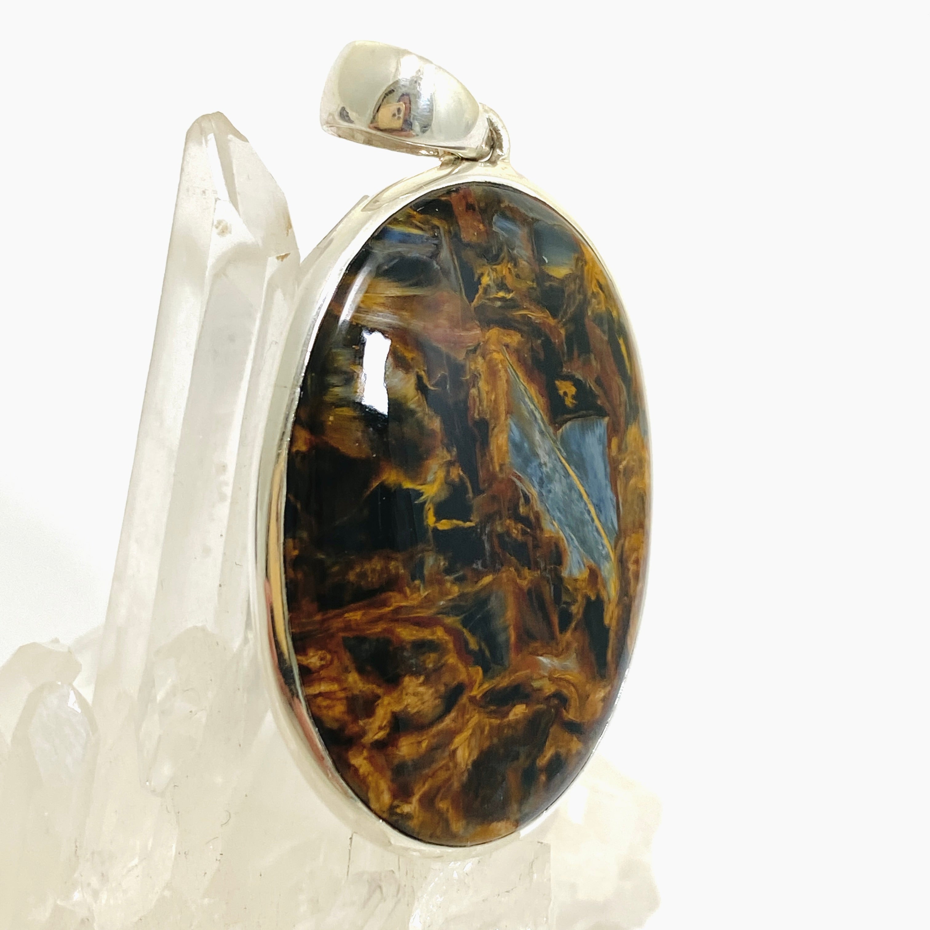 Natural Pietersite Oval Cabochon Pendant - Premium Gemstone Jewelry for Women - Elegant Necklace for Everyday Wear & Special Occasions