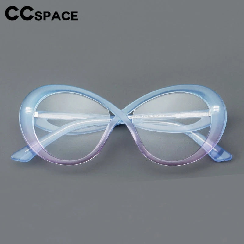 CCspace Unisex Full Rim Oval Cat Eye Acetate Eyeglasses Frame 30793 - Stylish Retro Glasses for Men & Women, Perfect for Office, Reading & Fashion Accessories