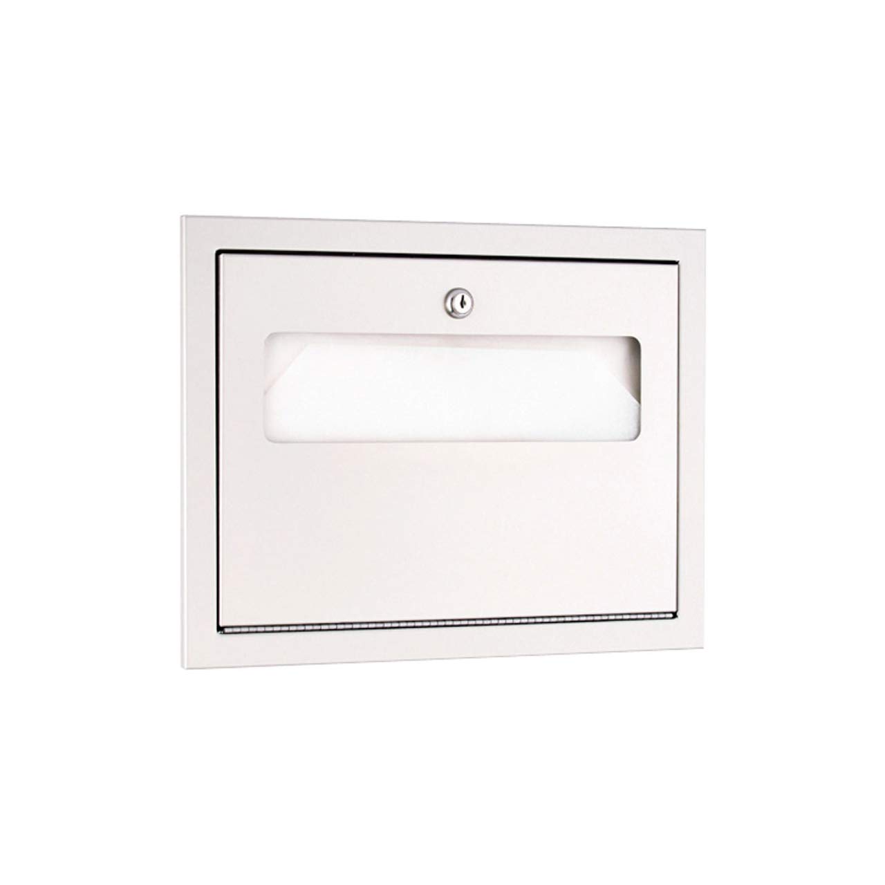 TSC-2 Recessed Seat-Cover Dispenser with Satin Finish - Wall-Mounted Bathroom Tissue Holder for Restrooms, Public Washrooms & Commercial Spaces