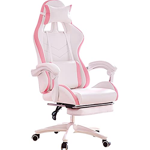 MEIE Ergonomic Gaming Chair - Pink & White Office Chair for Girls, Comfortable Computer Chair with Lumbar Support for Home, Study, Gaming & Live Streaming (Color: Red) - Perfect for Bedroom, Dorm & Workspace