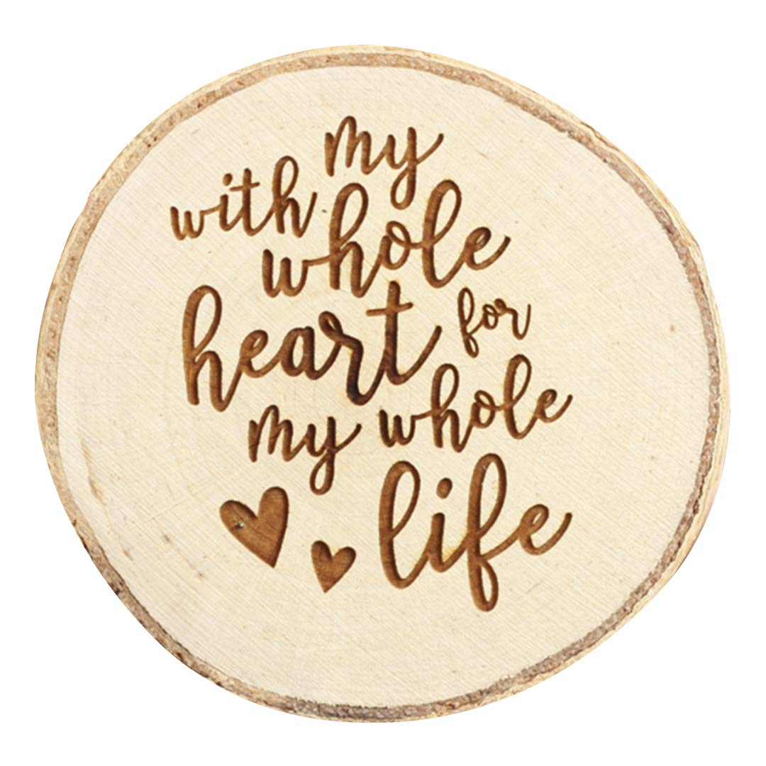 Koyal Wholesale Engraved Birch Wood Ring Box - Real Wood Engagement Ring Jewelry Box with 'With My Whole Heart for My Whole Life' Engraving - Perfect for Wedding Proposals, Anniversary Gifts & Romantic Surprises
