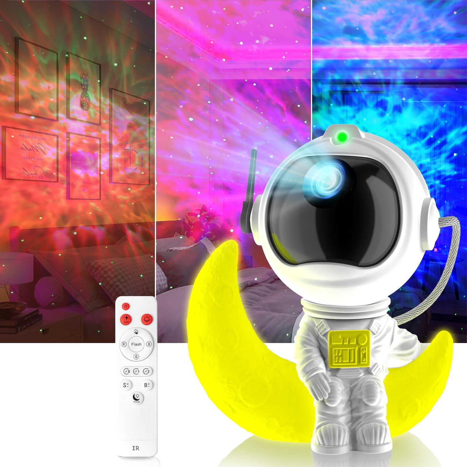 360° Rotating Astronaut Star Projector Night Light with Timer & Remote Control - Galaxy Starry Sky Ceiling Projector for Kids & Adults - Perfect for Bedroom, Nursery, Party Decor and Relaxation