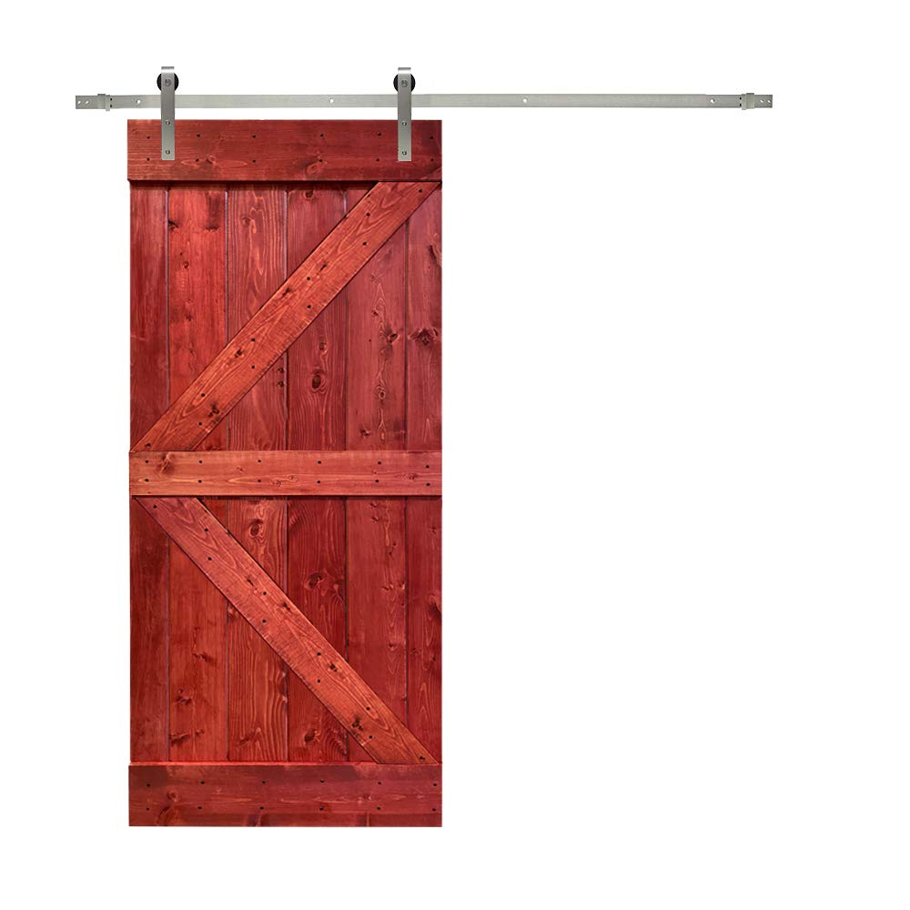TMS Paneled Wood Colonial Maple Stained K Series DIY Barn Door With Sliding Hardware Kit (84